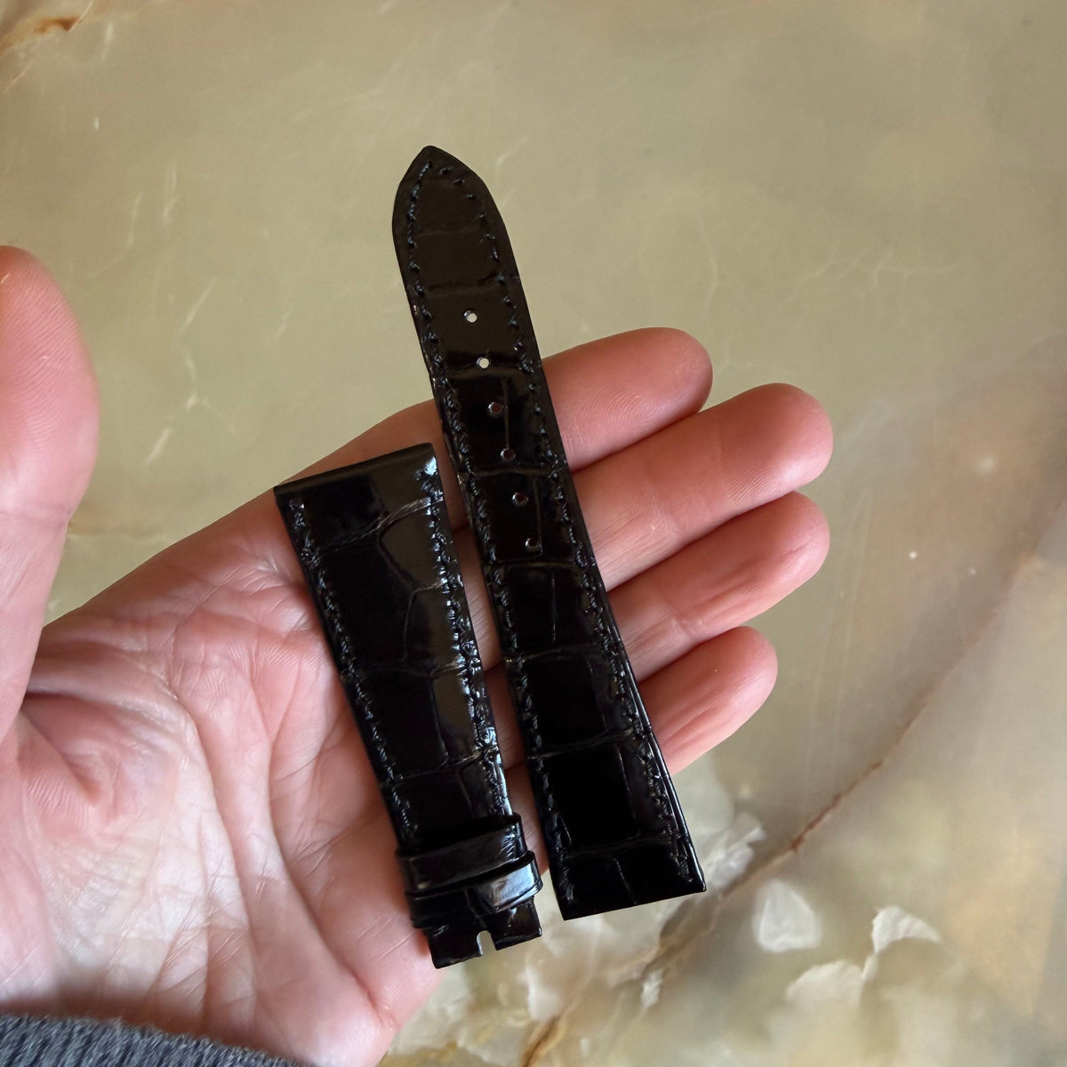 Authentic Audemars Piguet Black Crocodile Shiny Watch Band Strap 22.5mm