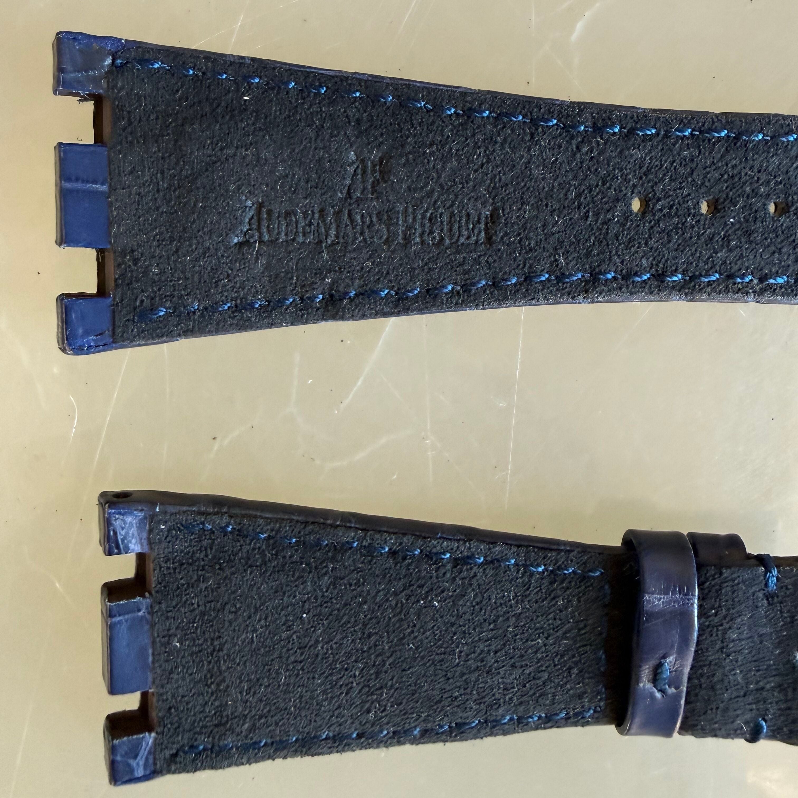 Authentic Audemars Piguet Royal Oak Blue Crocodile Watch Band Strap 28mm