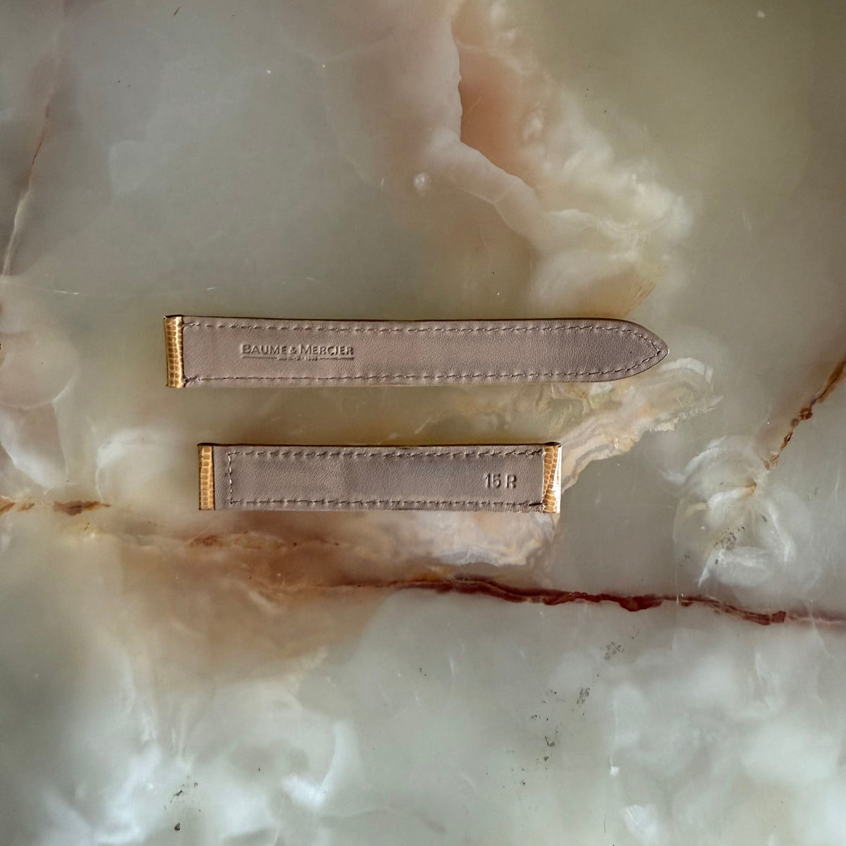 Authentic Baume & Mercier Beige Lizard Watch Strap Band 15mm