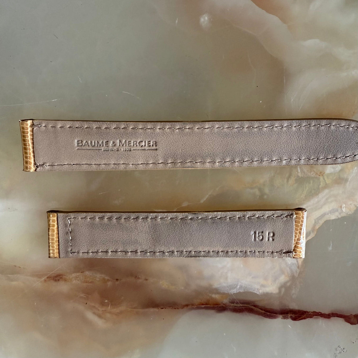 Authentic Baume & Mercier Beige Lizard Watch Strap Band 15mm
