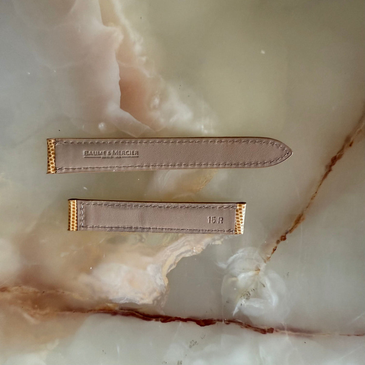 Authentic Baume & Mercier Beige Lizard Watch Strap Band 15mm