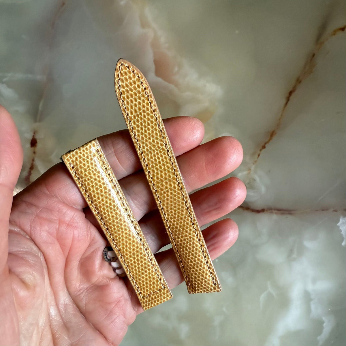 Authentic Baume & Mercier Beige Lizard Watch Strap Band 15mm