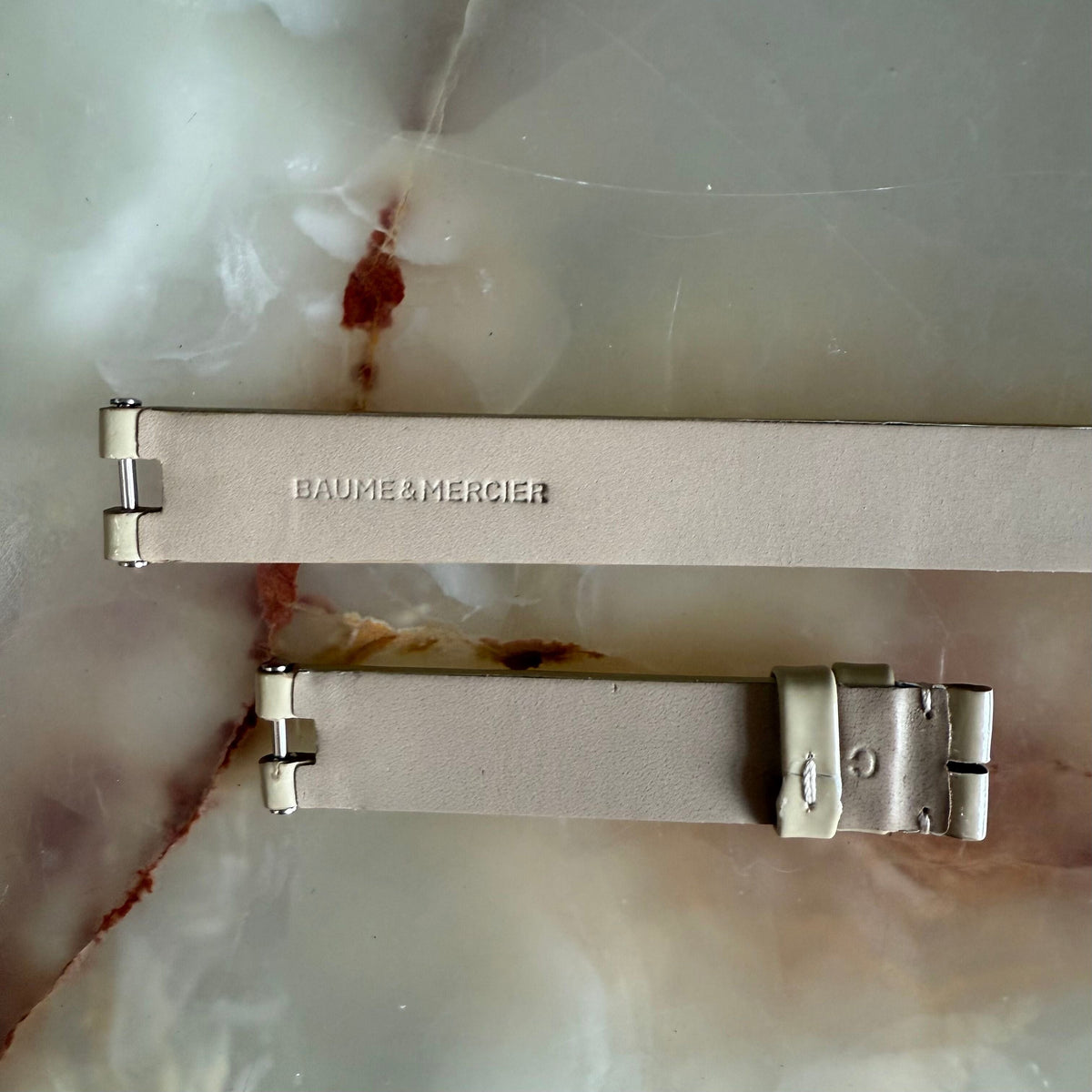 Authentic Baume & Mercier Beige Varnished Wrap Watch Strap Band 14mm