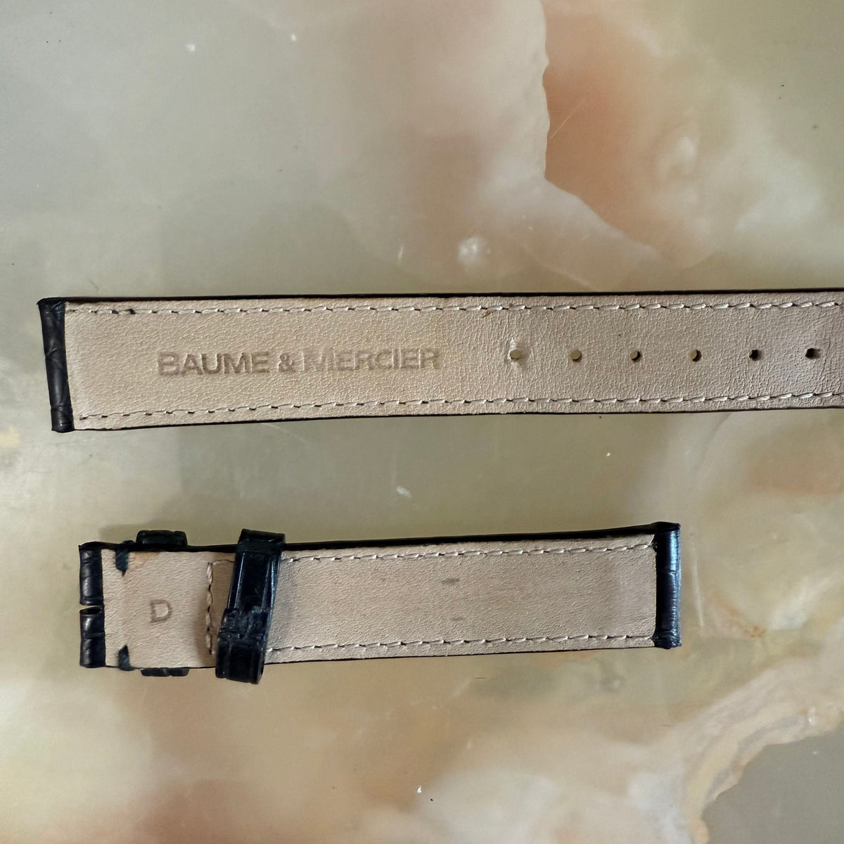 Authentic Baume & Mercier Black Alligator Watch Strap Band 15mm