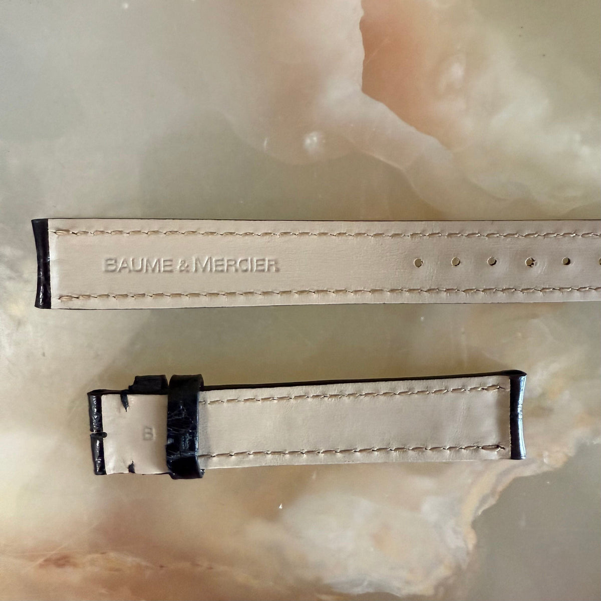 Authentic Baume & Mercier Black Crocodile Watch Strap Band 15mm