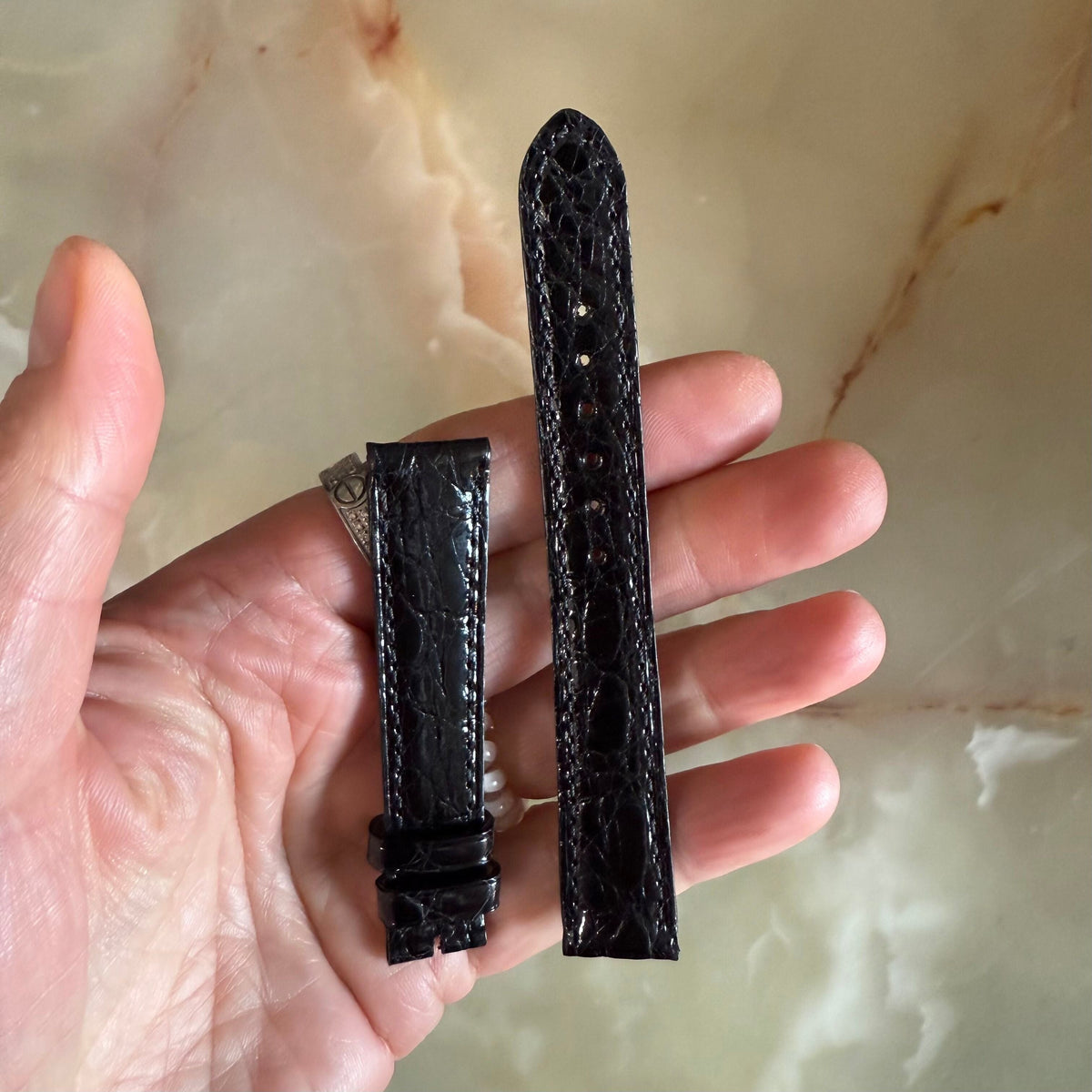Authentic Baume & Mercier Black Crocodile Watch Strap Band 16mm