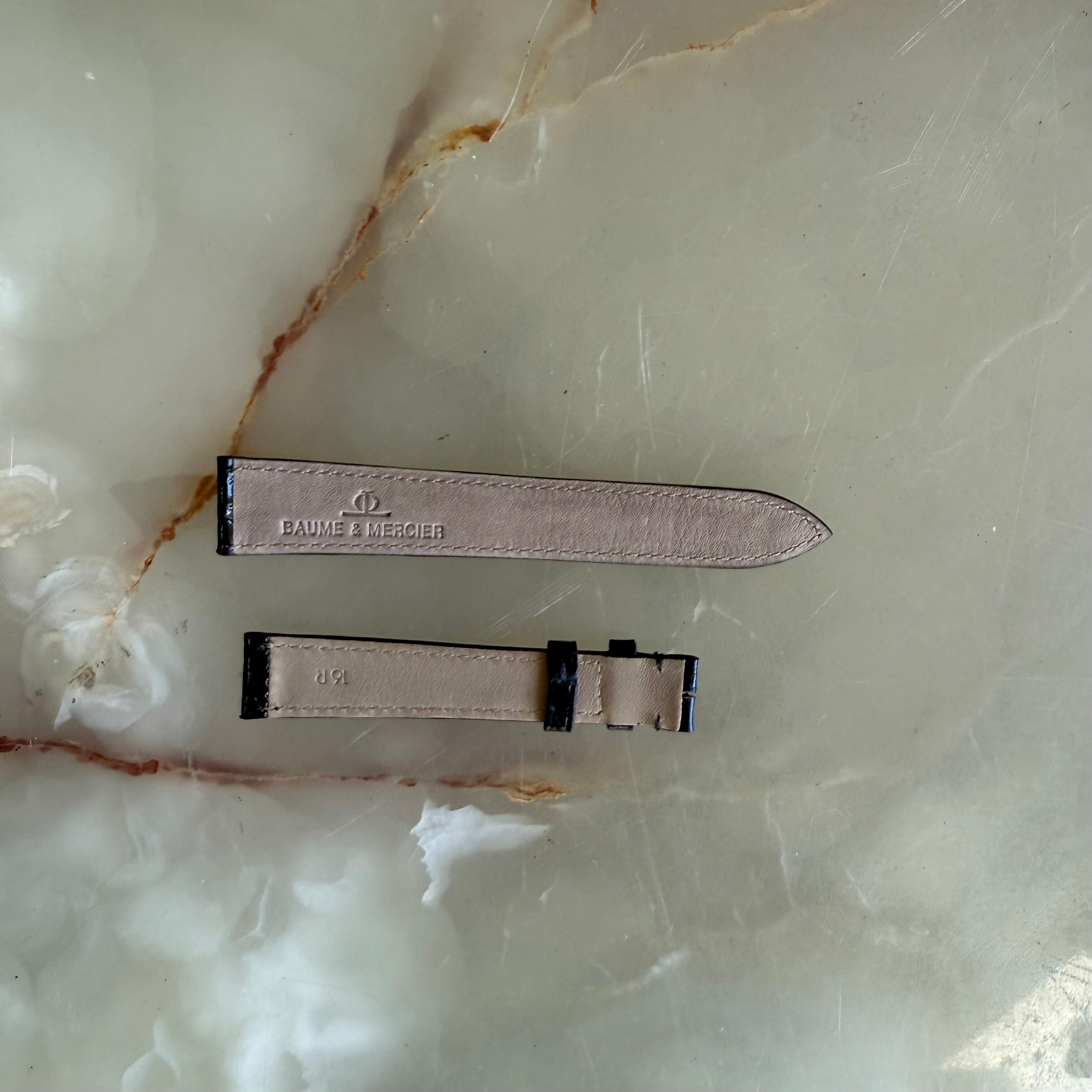 Authentic Baume & Mercier Black Crocodile Watch Strap Band 16mm