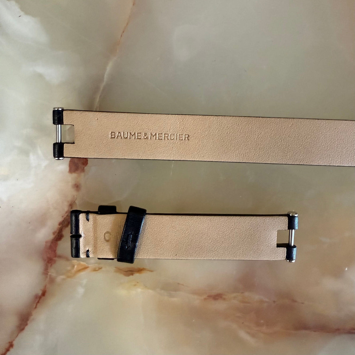 Authentic Baume & Mercier Black Leather Wrap Watch Strap Band 14mm