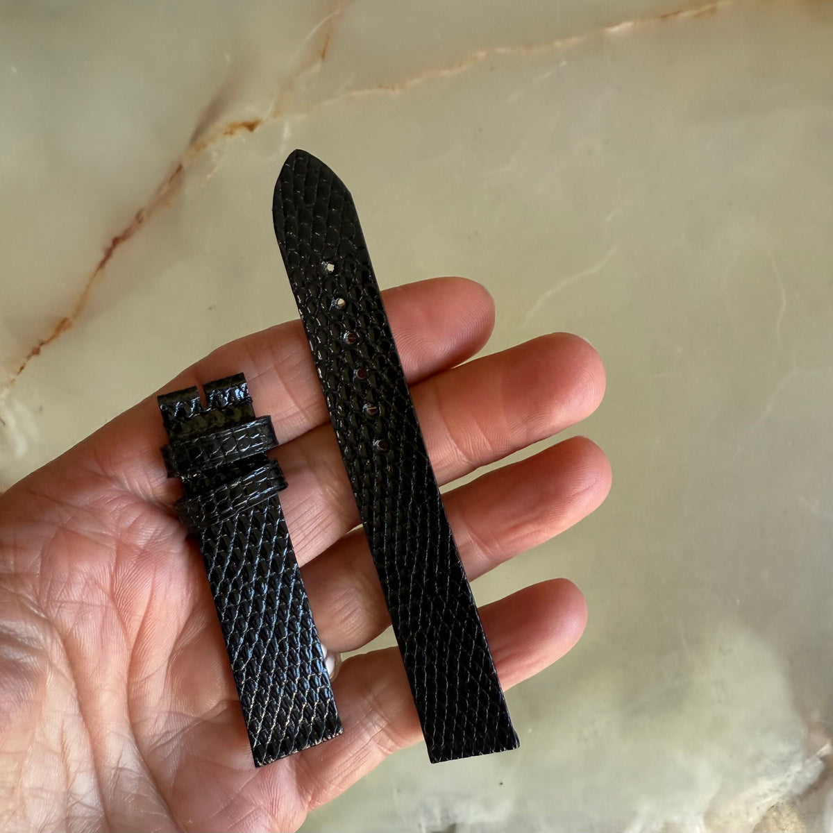 Authentic Baume & Mercier Black Lizard Watch Strap Band 15mm