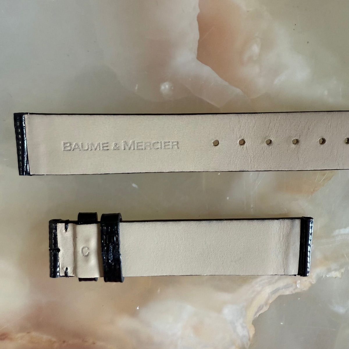 Authentic Baume & Mercier Black Lizard Watch Strap Band 17mm