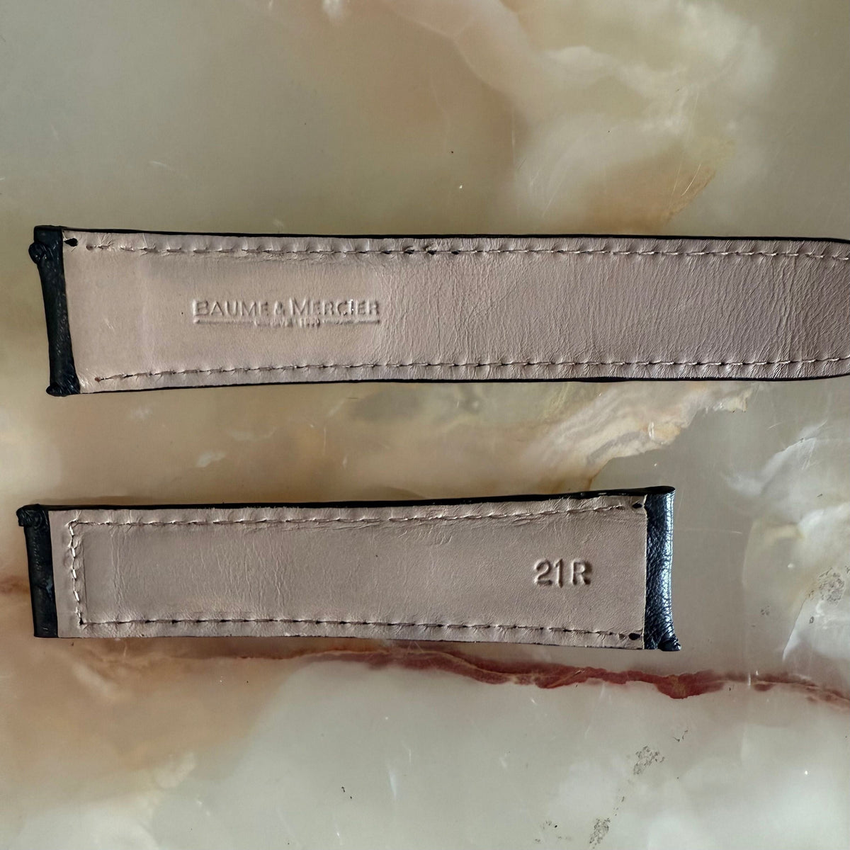 Authentic Baume & Mercier Black Ostrich Watch Strap Band 21mm
