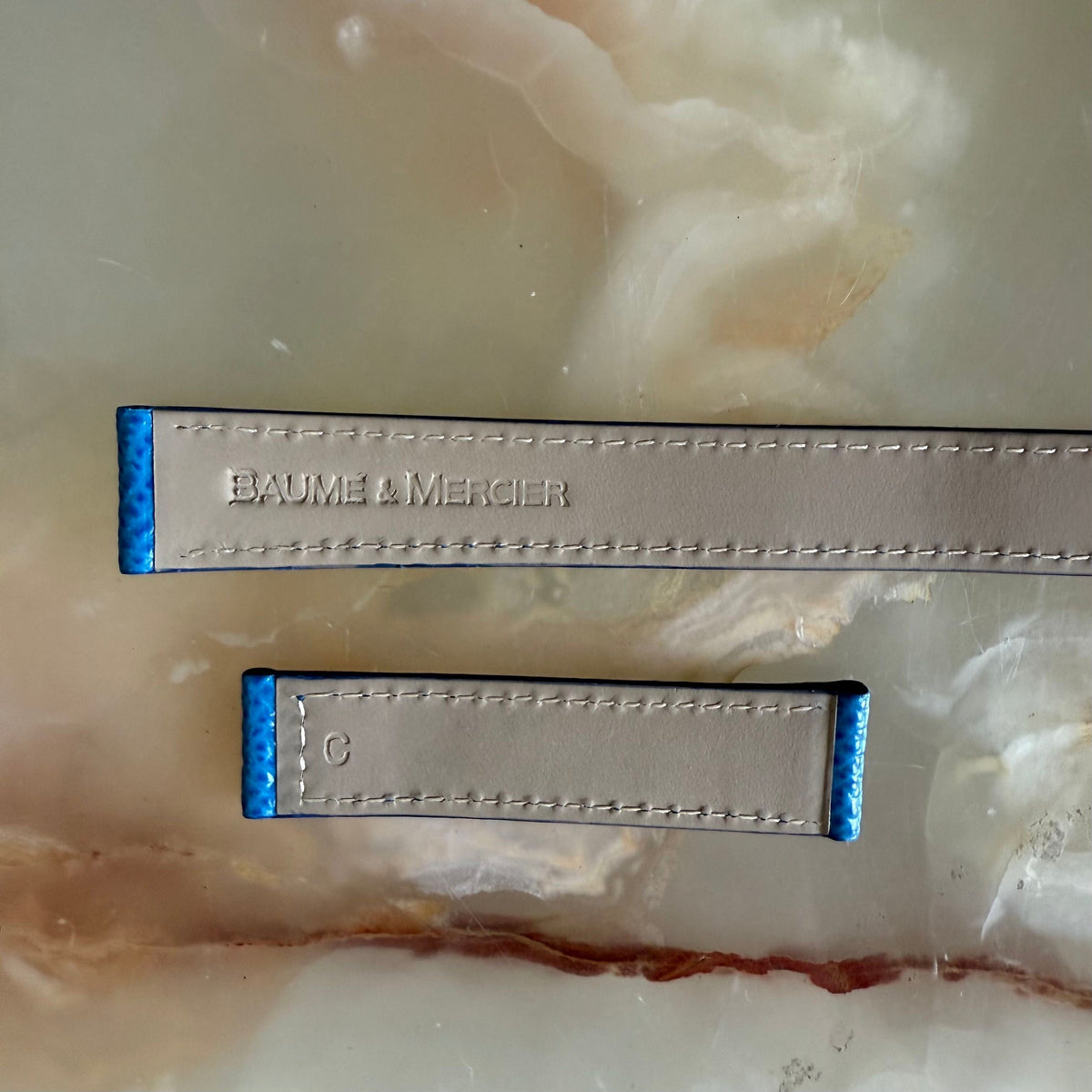 Authentic Baume & Mercier Blue Calfskin Watch Strap Band 15mm