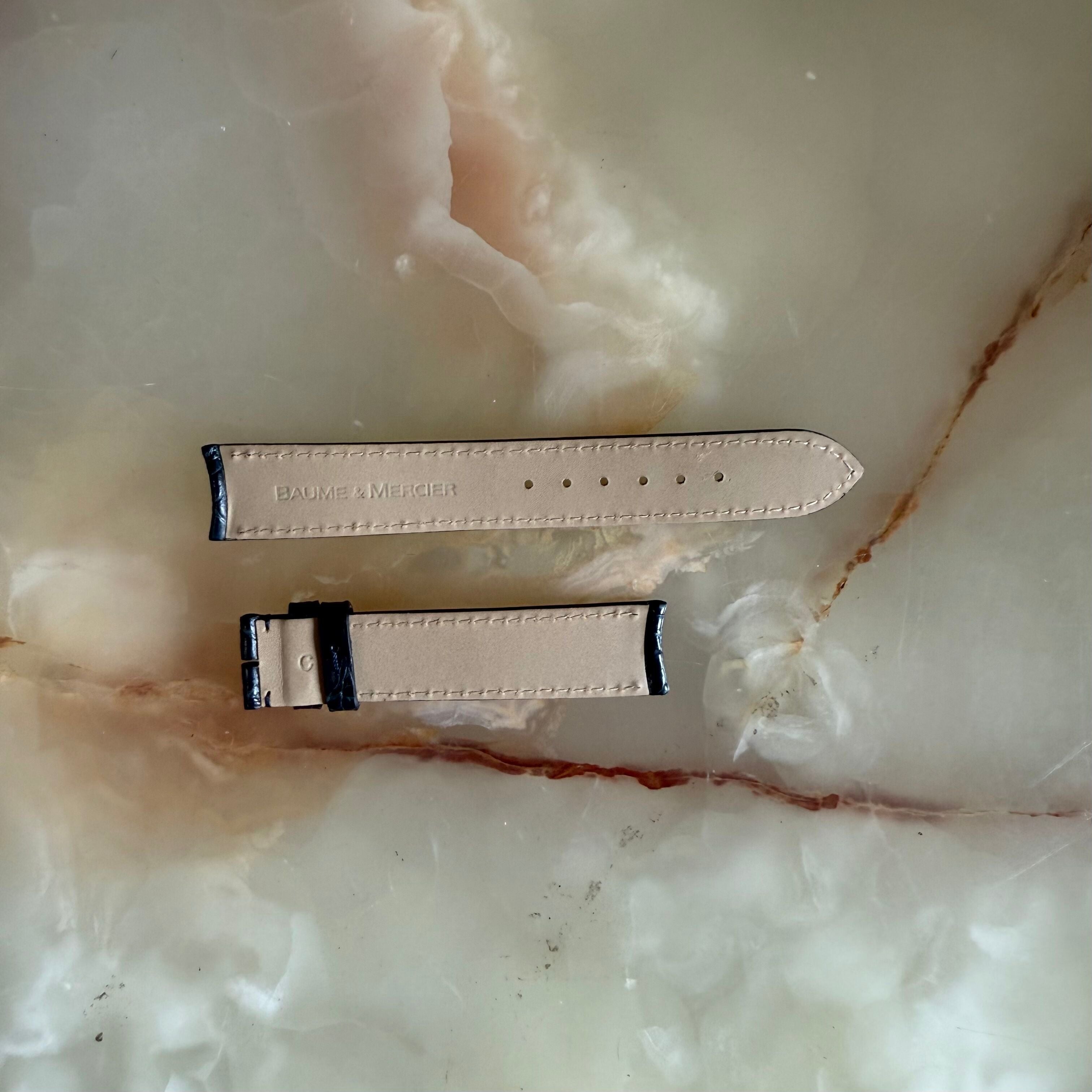 Authentic Baume & Mercier Blue Crocodile Watch Strap Band 17mm