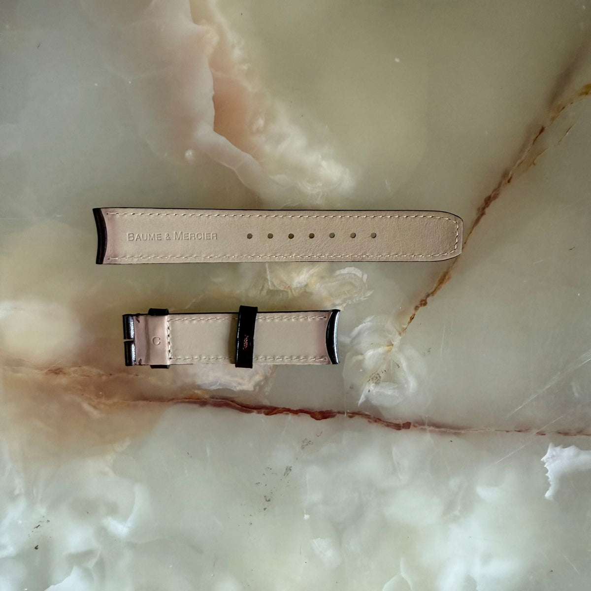 Authentic Baume & Mercier Brown Leather Watch Strap Band 19mm