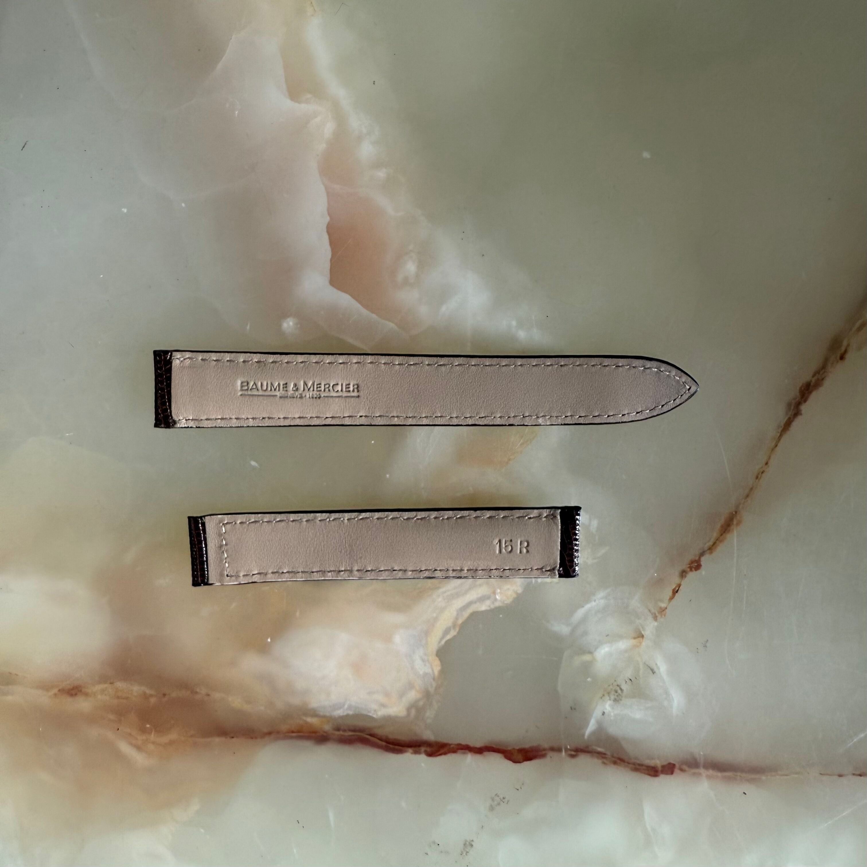 Authentic Baume & Mercier Brown Lizard Watch Strap Band 15mm