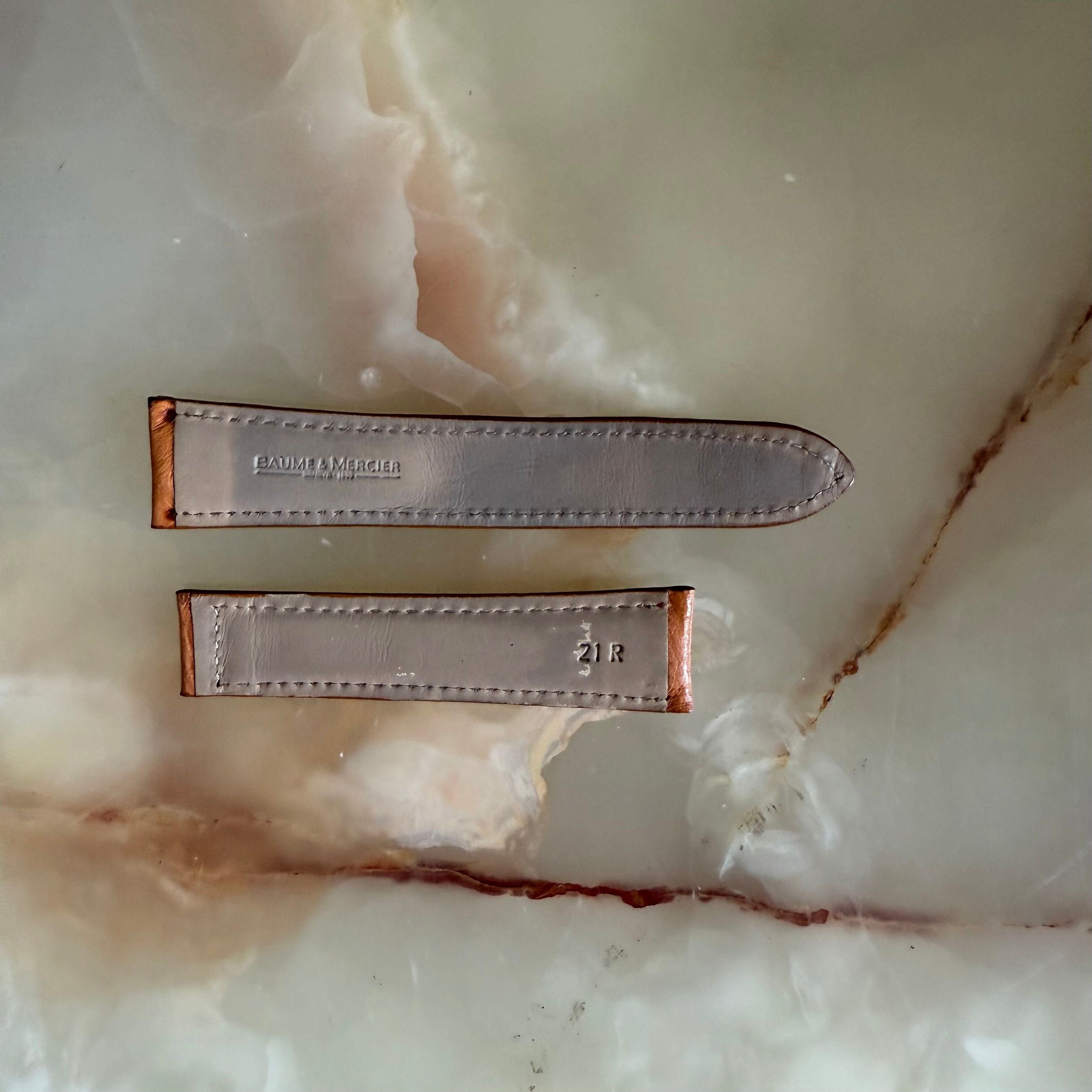 Authentic Baume & Mercier Brown Ostrich Watch Strap Band 21mm