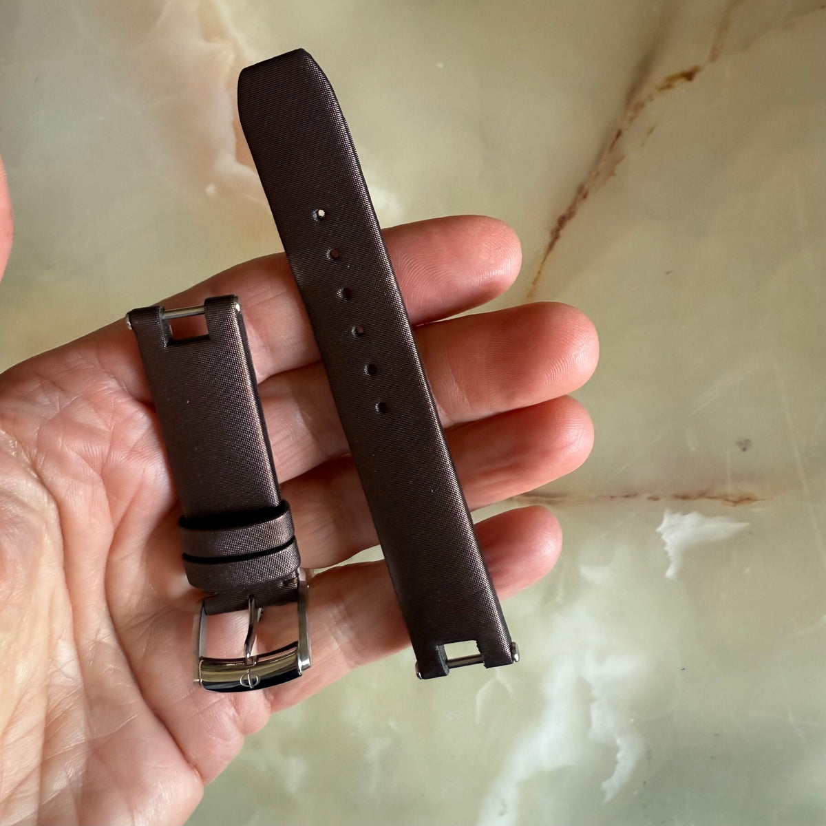 Authentic Baume & Mercier Brown Satin Watch Strap Band 16mm with Buckle