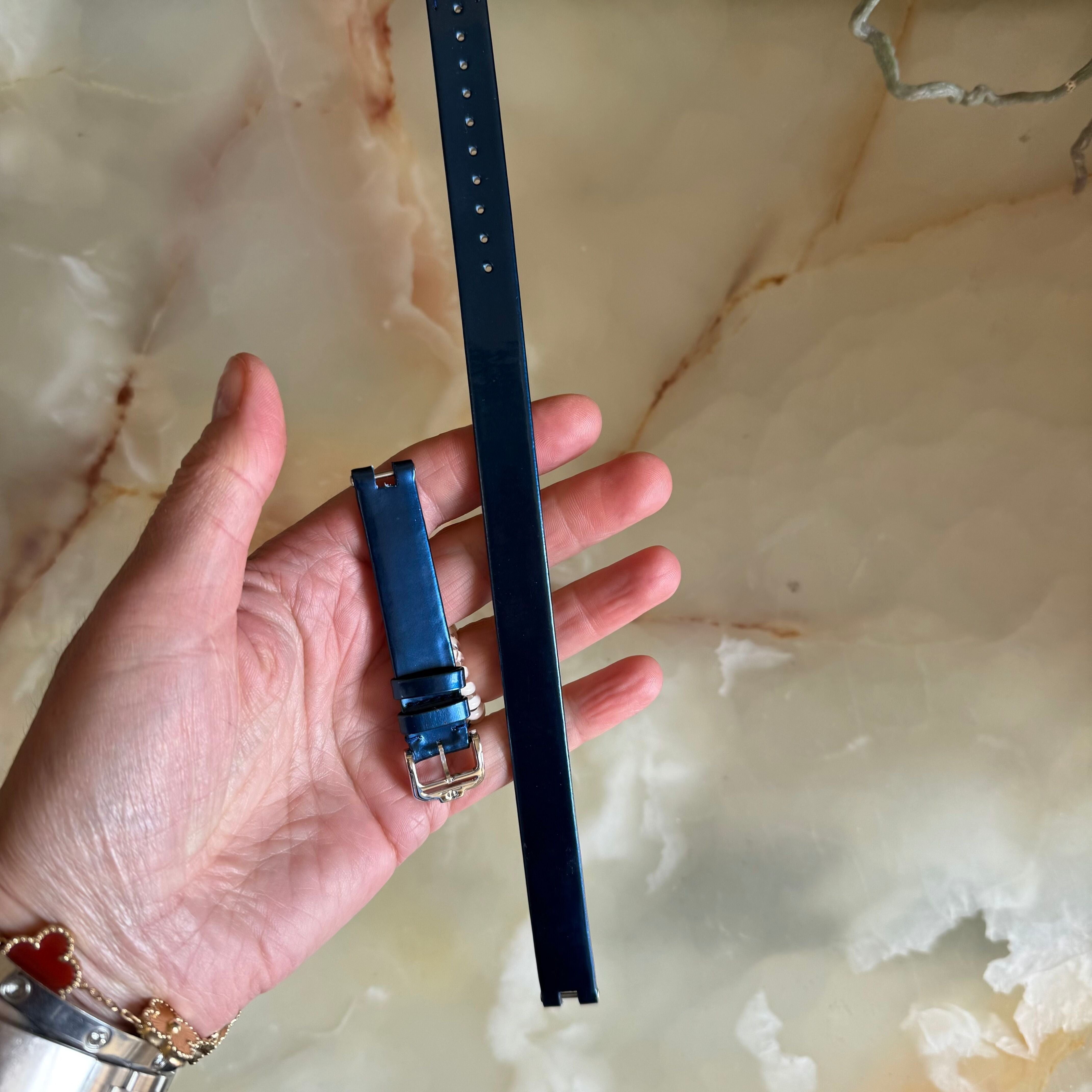 Authentic Baume & Mercier Linea Blue Varnished Wrap Watch Strap Band 14mm