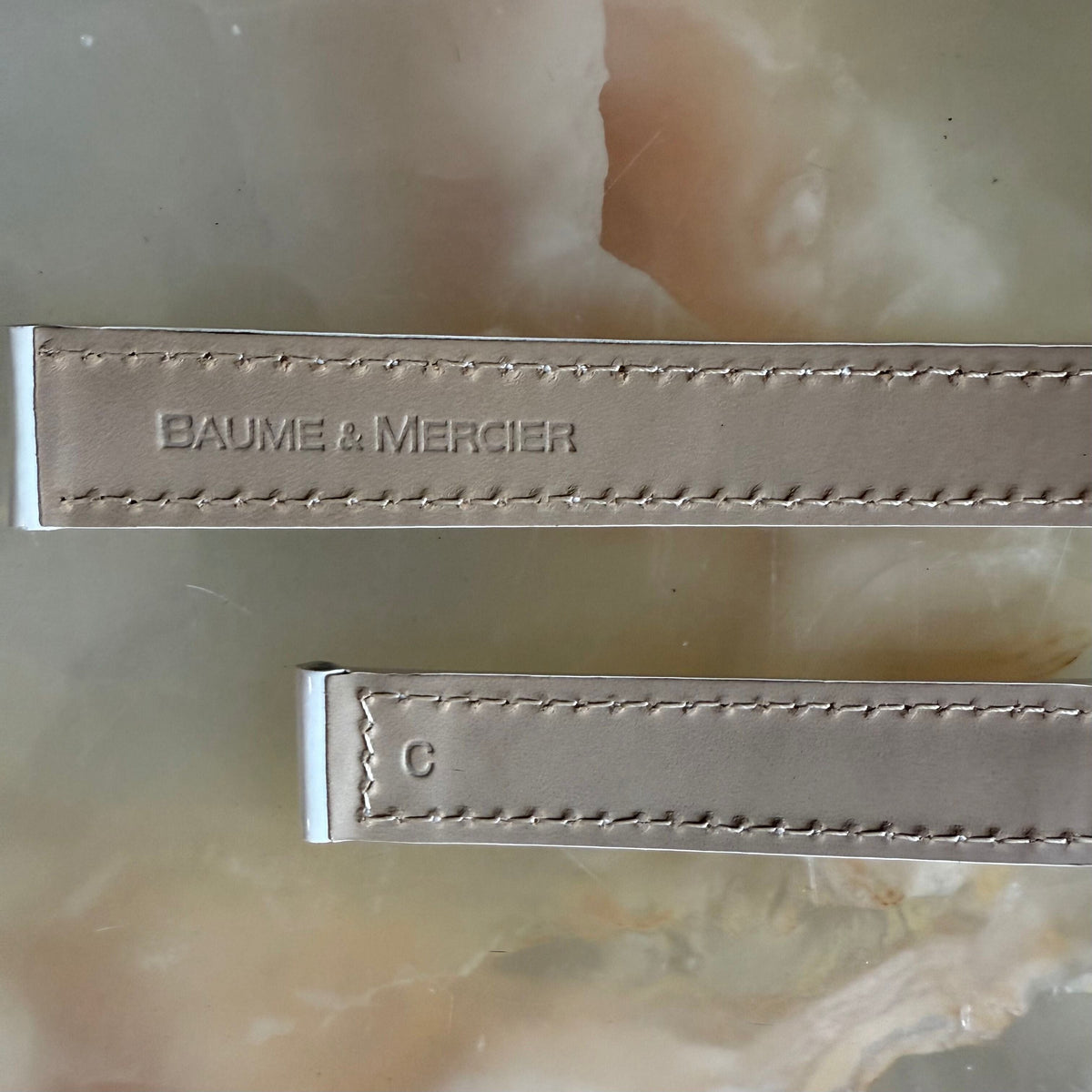 Authentic Baume & Mercier White Varnished Watch Strap Band 15mm