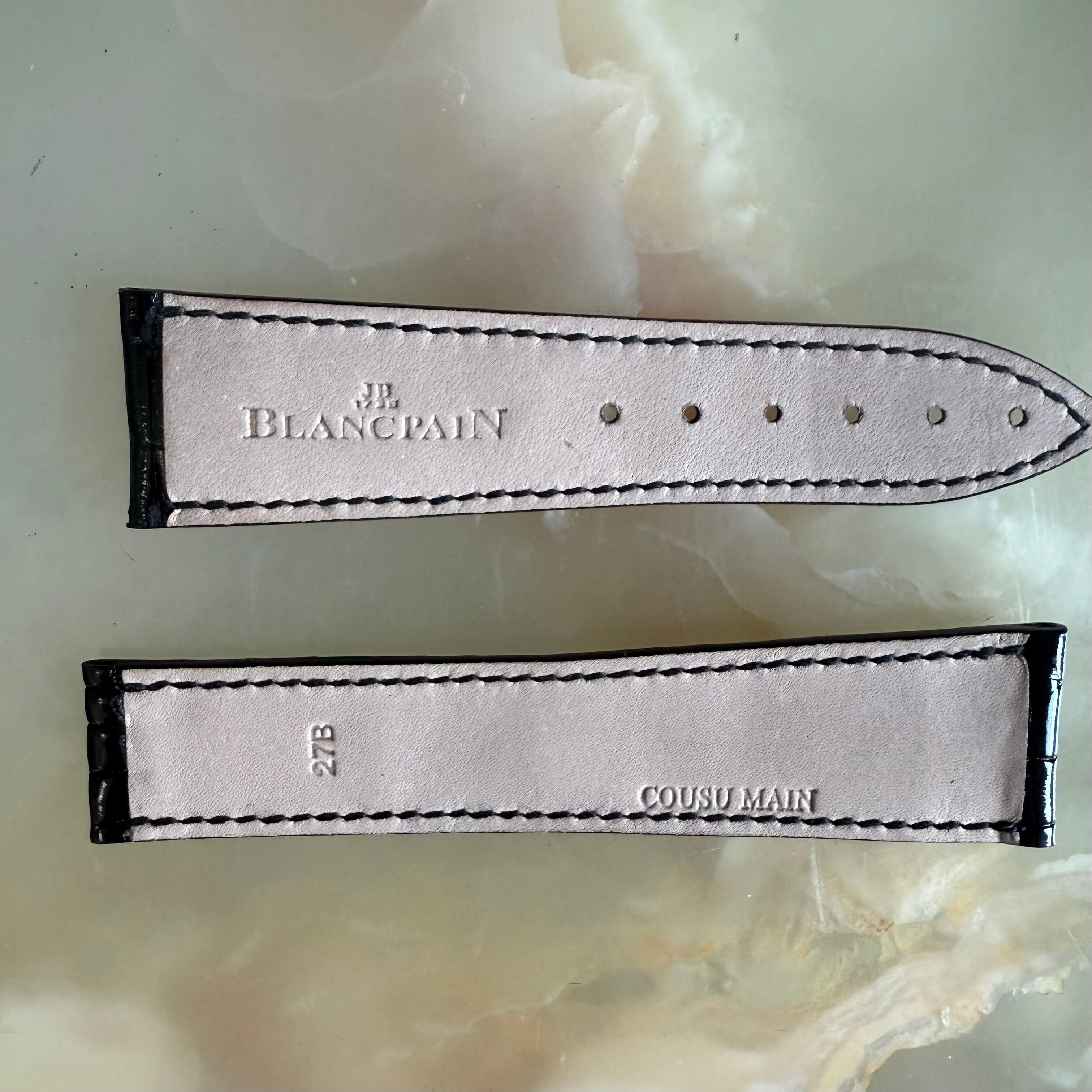 Authentic Blancpain Black Crocodile Watch Strap Band 22mm