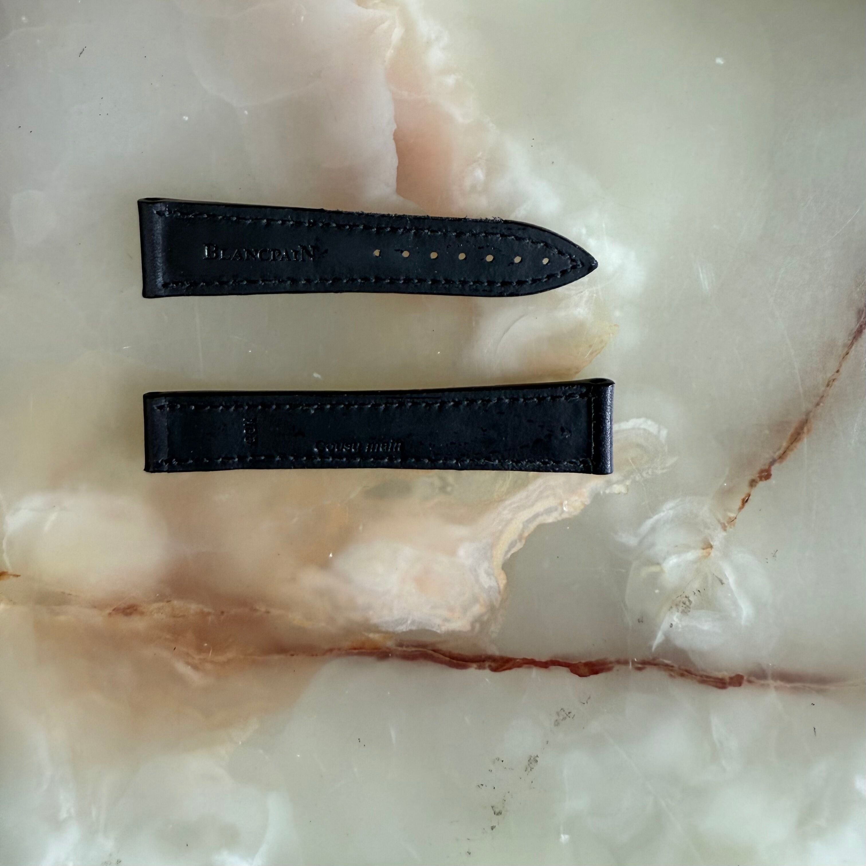 Authentic Blancpain Black Leather Watch Strap Band 18mm