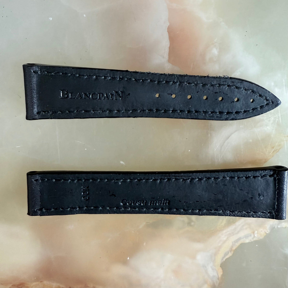 Authentic Blancpain Black Leather Watch Strap Band 18mm