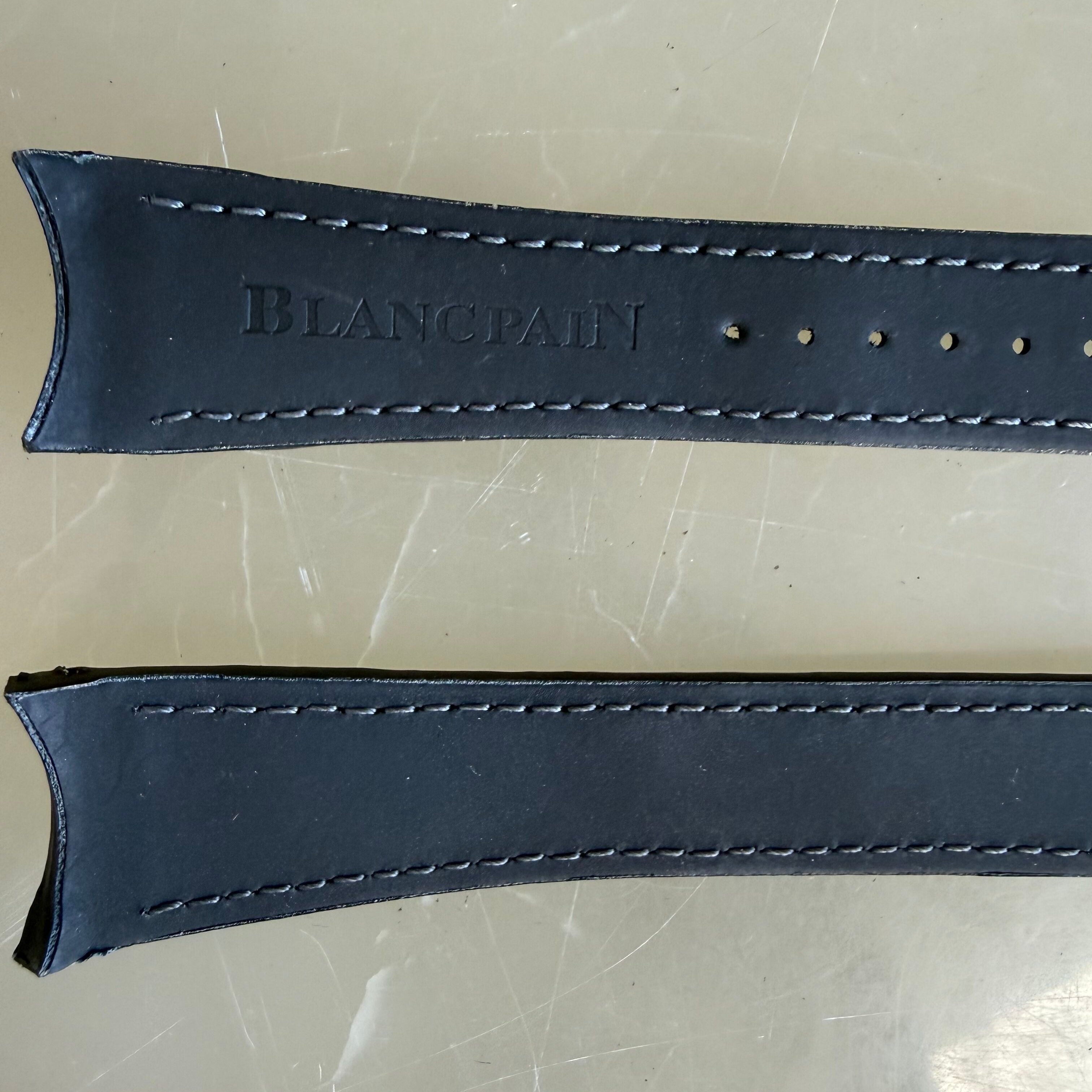 Authentic Blancpain Black Rubber Grey Stitching Watch Band Strap 20.5mm