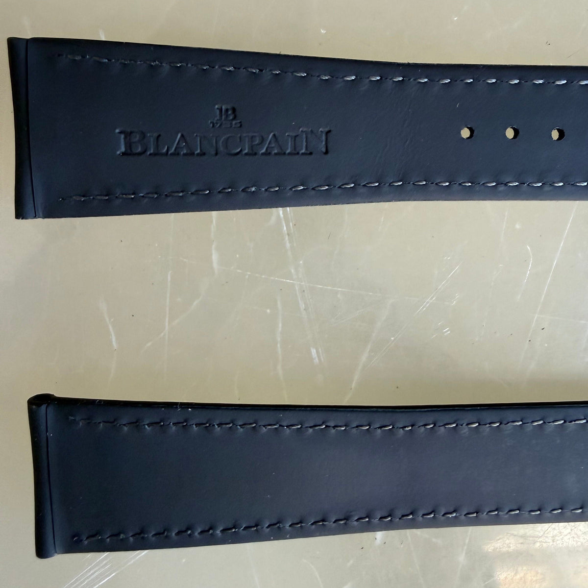 Authentic Blancpain Black Rubber Grey Stitching Watch Band Strap 20mm