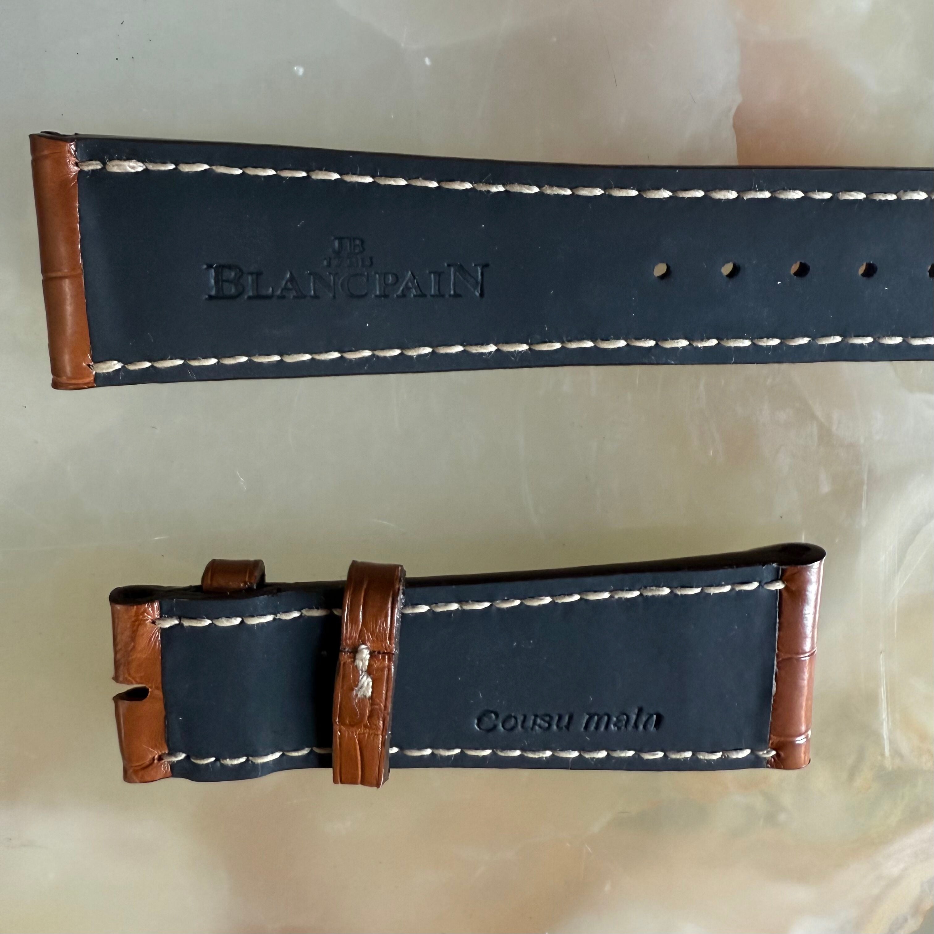 Authentic Blancpain Brown Alligator Watch Strap Band 22mm