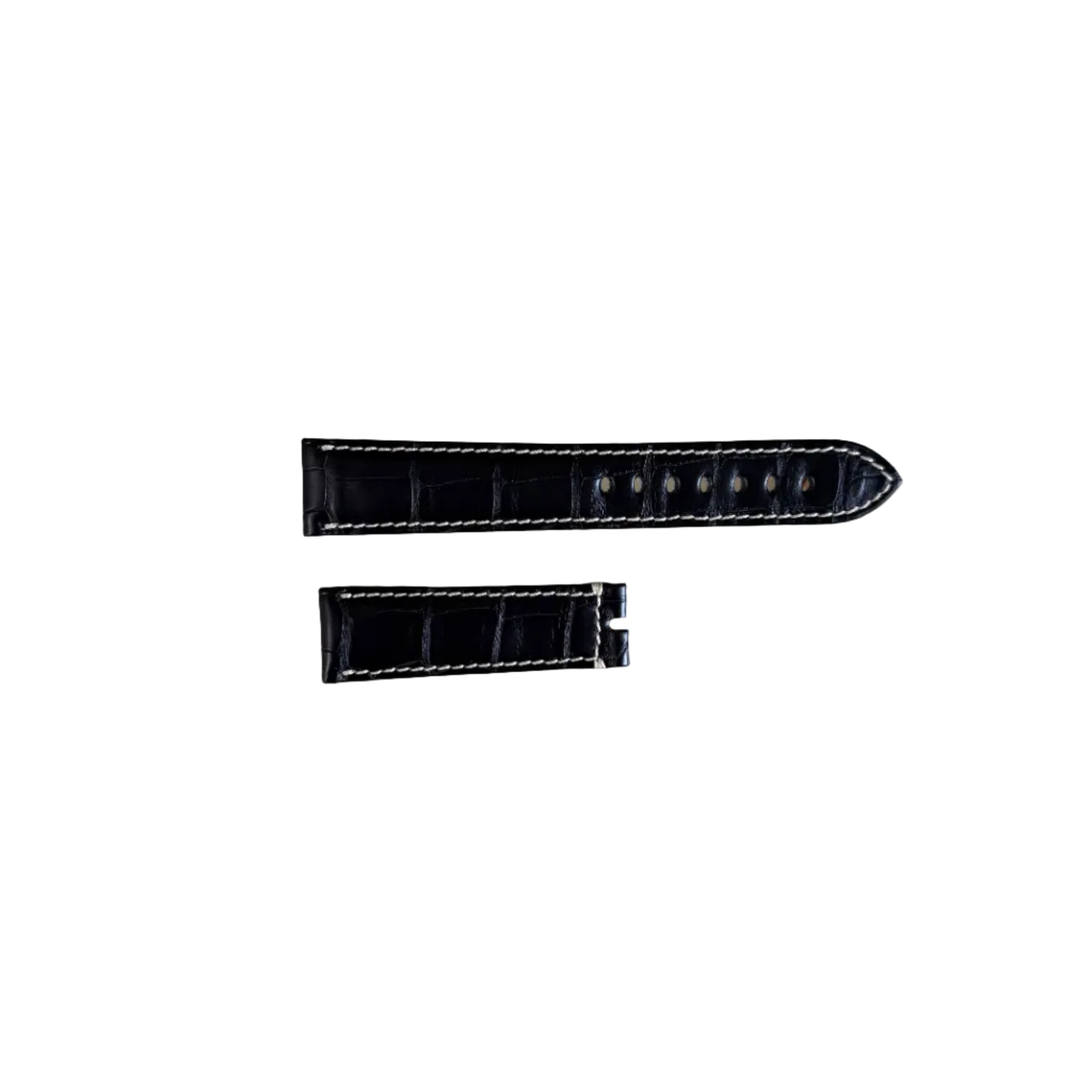 Authentic Breguet Black Alligator Cream Stitching Padded Watch Band Strap 20mm