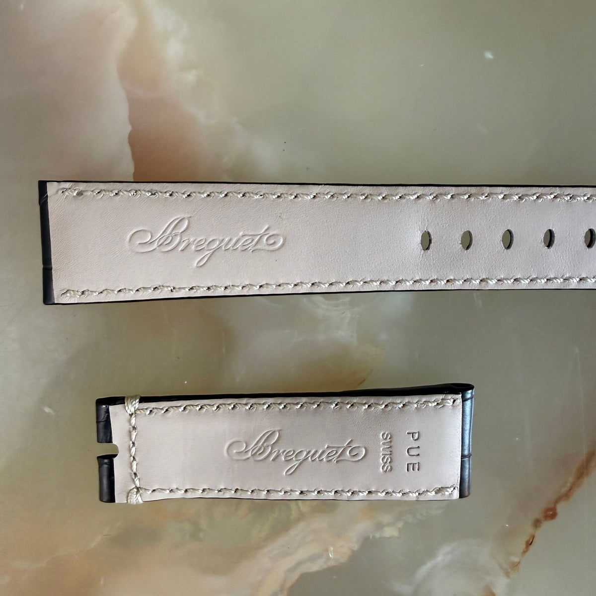 Authentic Breguet Black Alligator Cream Stitching Padded Watch Band Strap 20mm