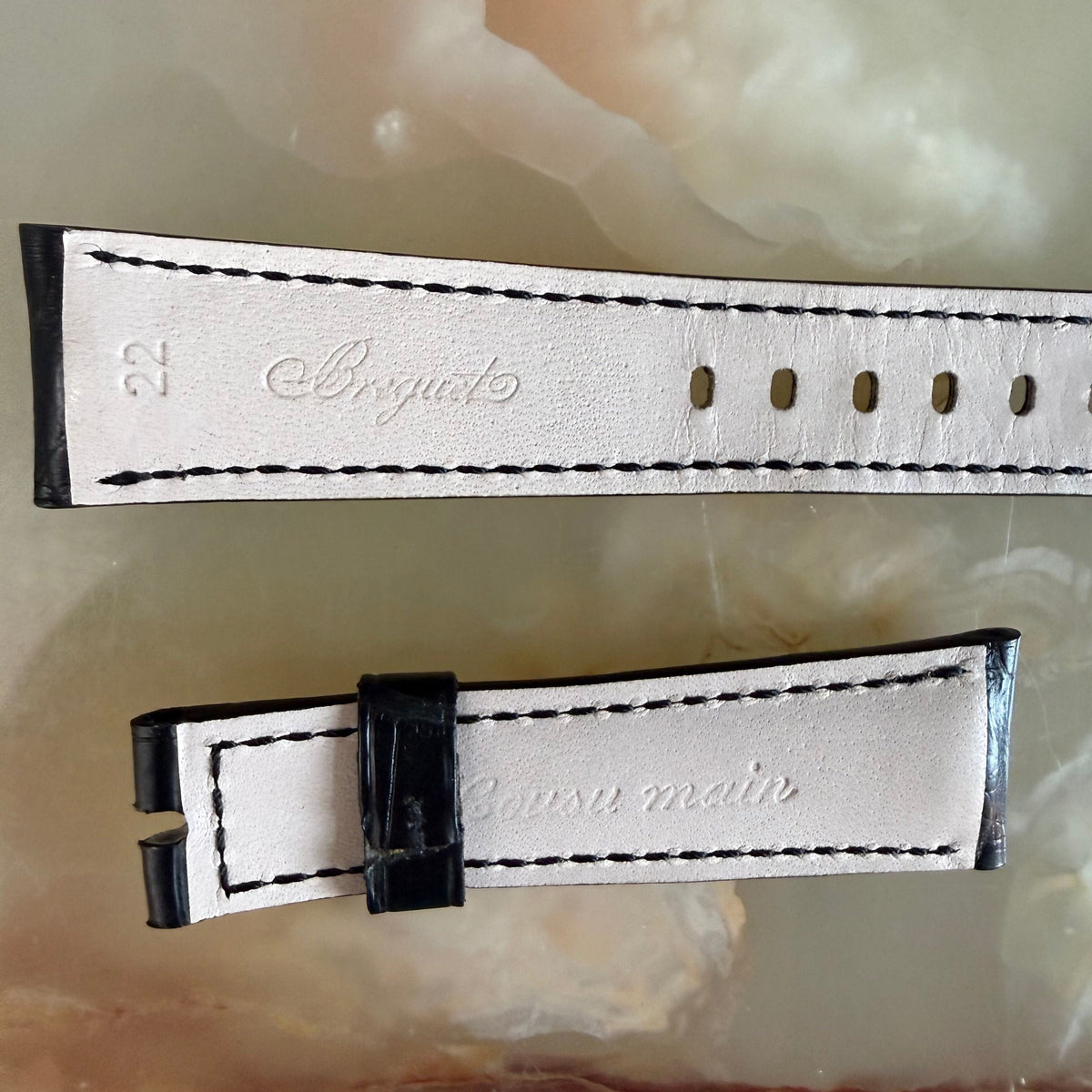Authentic Breguet Black Alligator Padded Watch Band Strap 22mm
