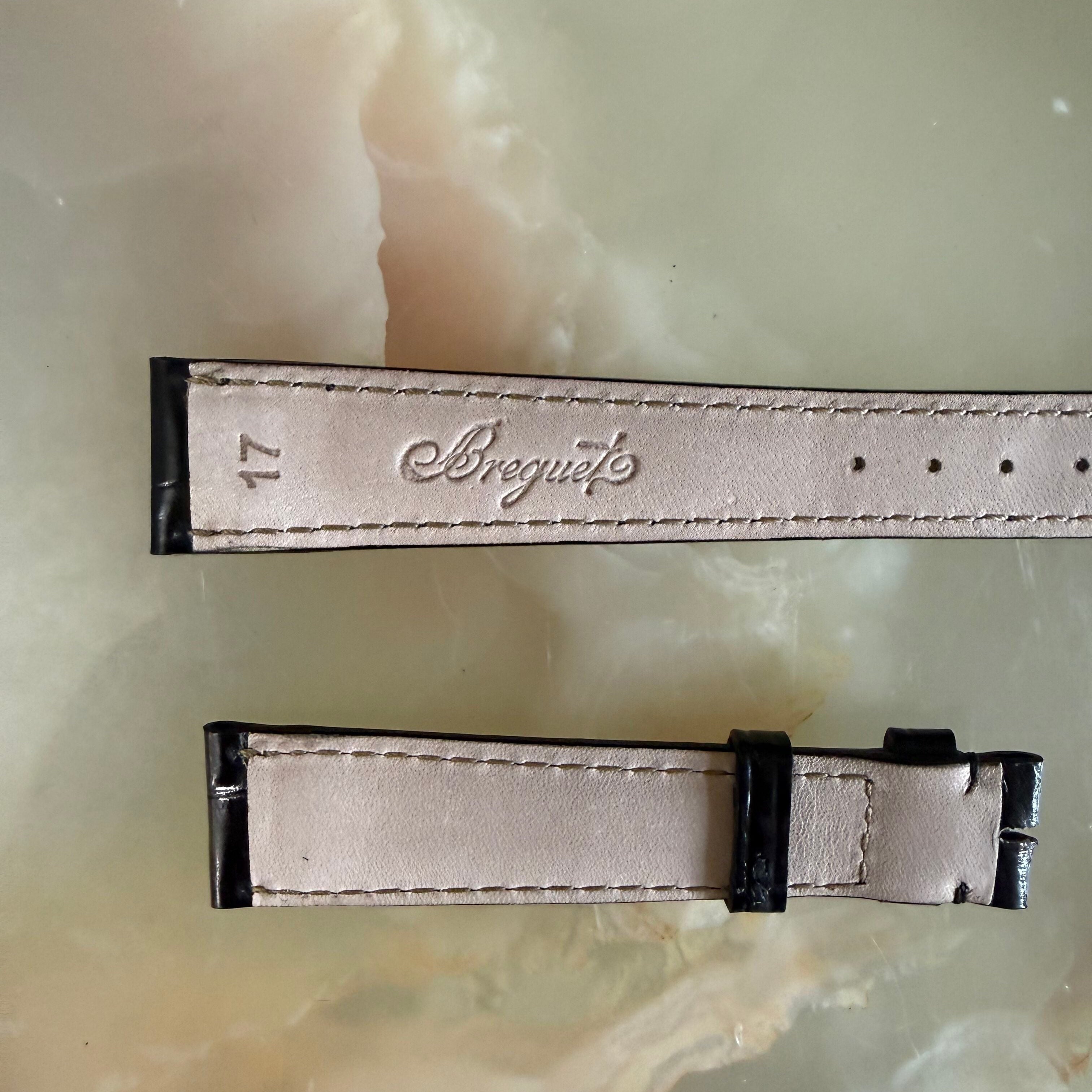Authentic Breguet Black Alligator Shiny Watch Band Strap 17mm