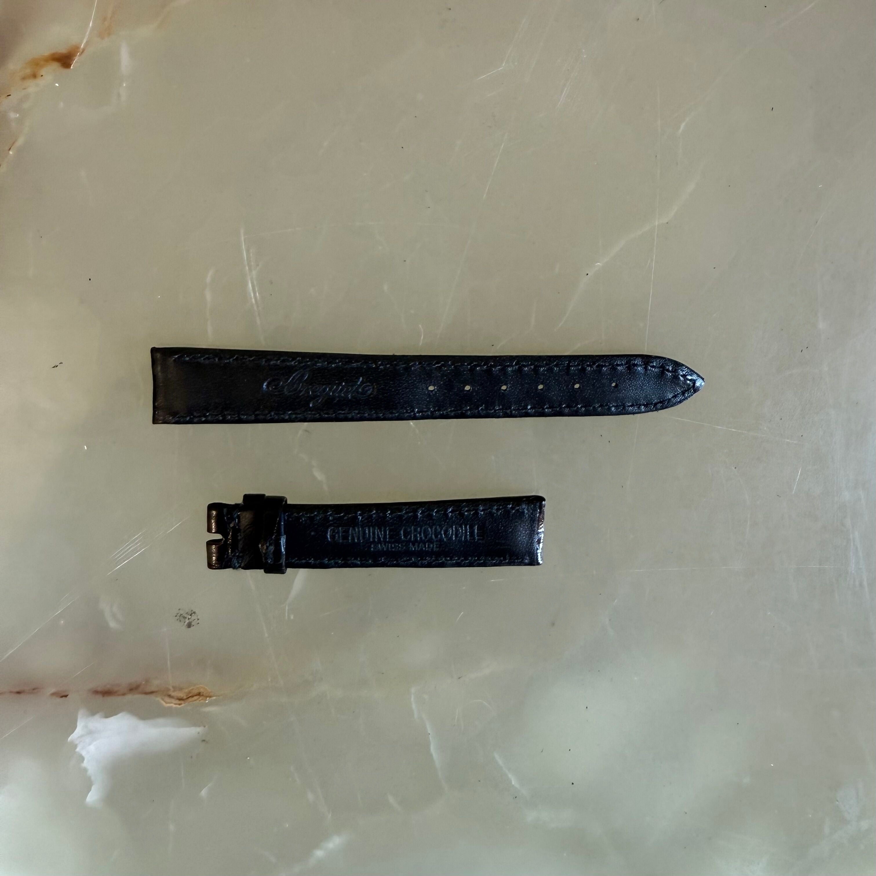 Authentic Breguet Black Crocodile Watch Strap Band 14.5mm Padded & Stitched