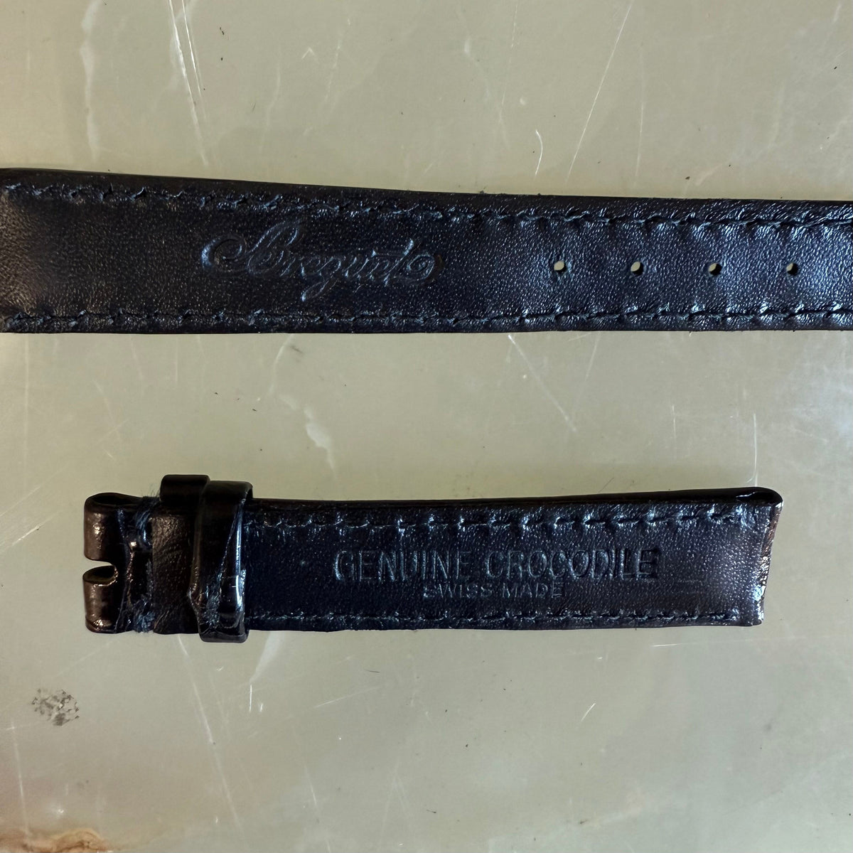 Authentic Breguet Black Crocodile Watch Strap Band 14.5mm Padded & Stitched