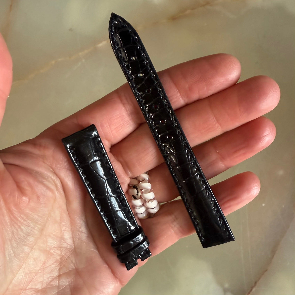 Authentic Breguet Black Crocodile Watch Strap Band 14.5mm Padded & Stitched