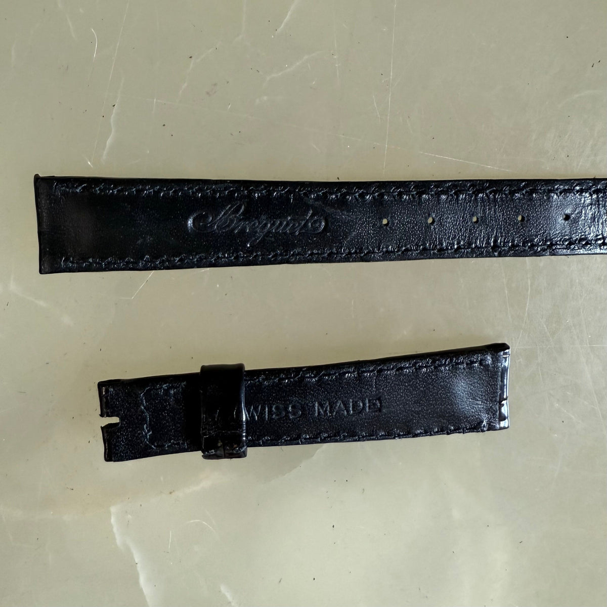 Authentic Breguet Black Crocodile Watch Strap Band 14mm Padded & Stitched