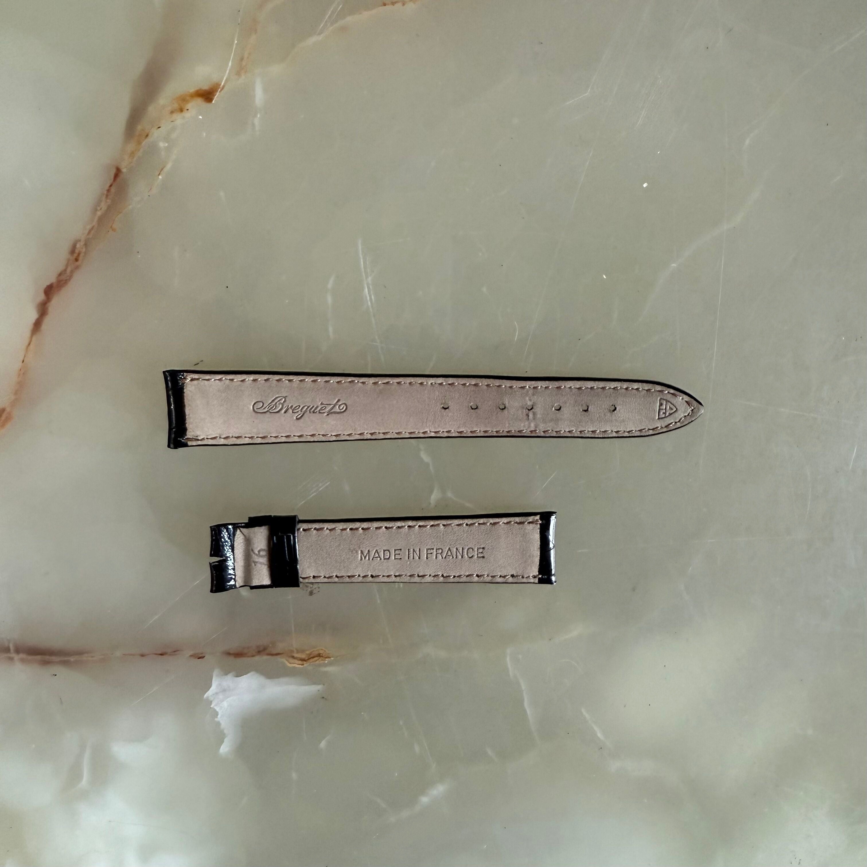 Authentic Breguet Black Crocodile Watch Strap Band 16.5mm Padded & Stitched