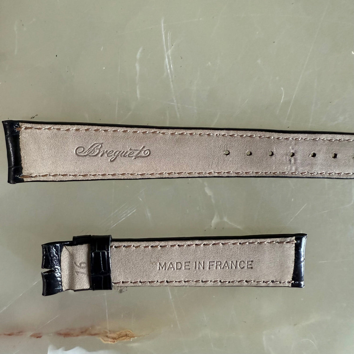 Authentic Breguet Black Crocodile Watch Strap Band 16.5mm Padded & Stitched