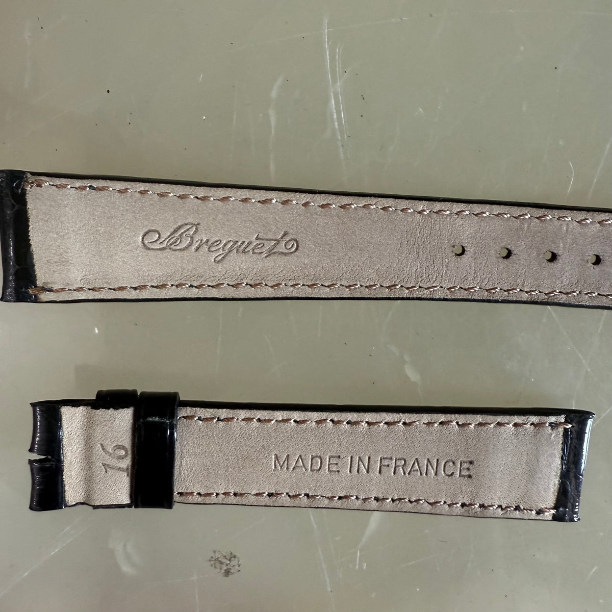 Authentic Breguet Black Crocodile Watch Strap Band 16mm Padded & Stitched