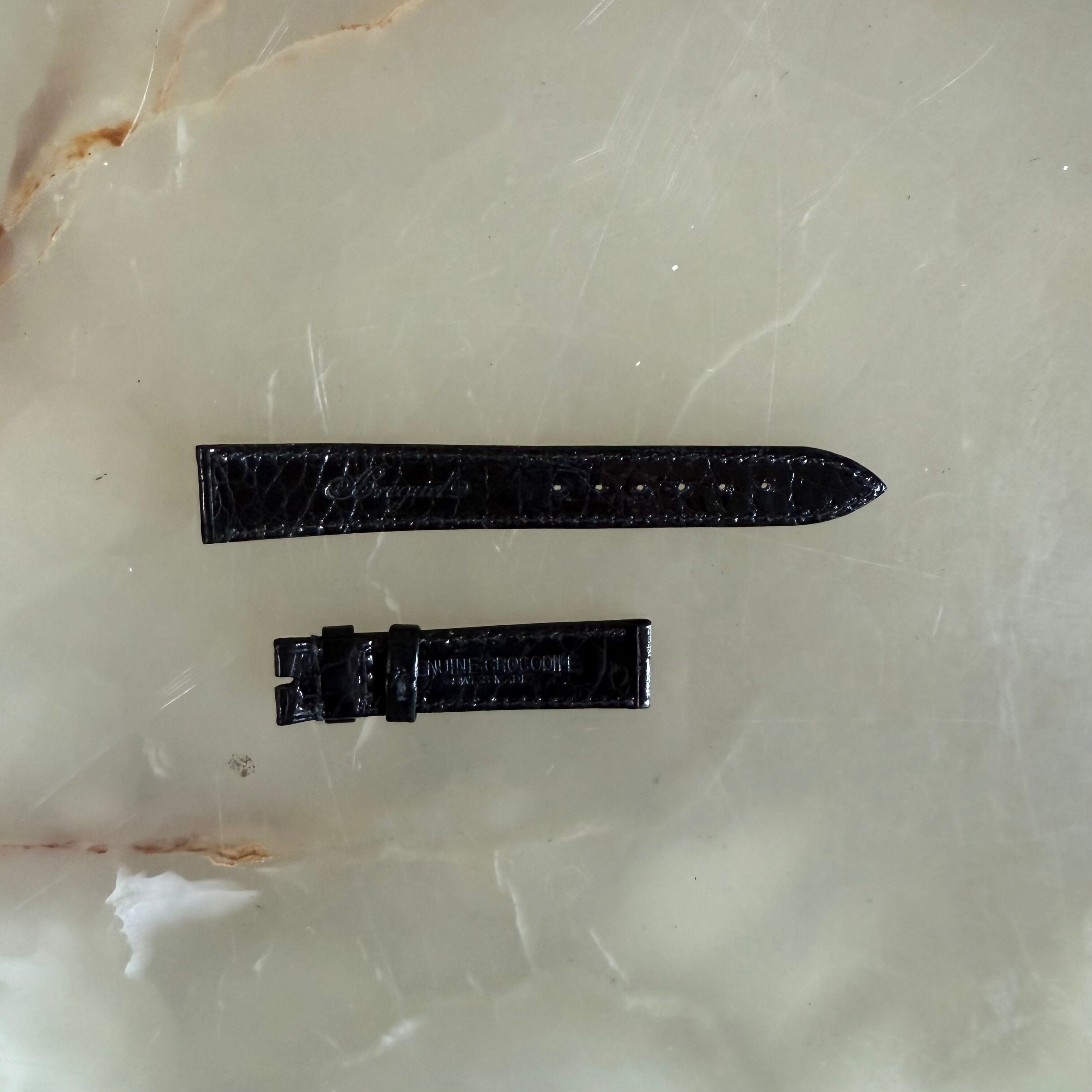 Authentic Breguet Black Crocodile Watch Strap Band 16mm Stitched