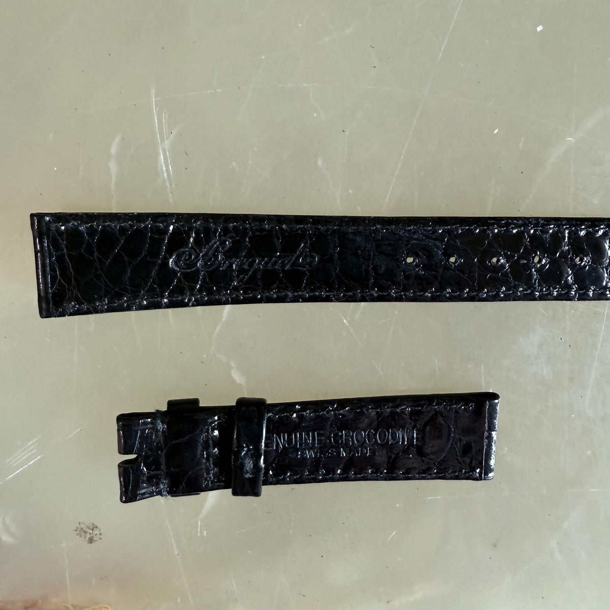 Authentic Breguet Black Crocodile Watch Strap Band 16mm Stitched