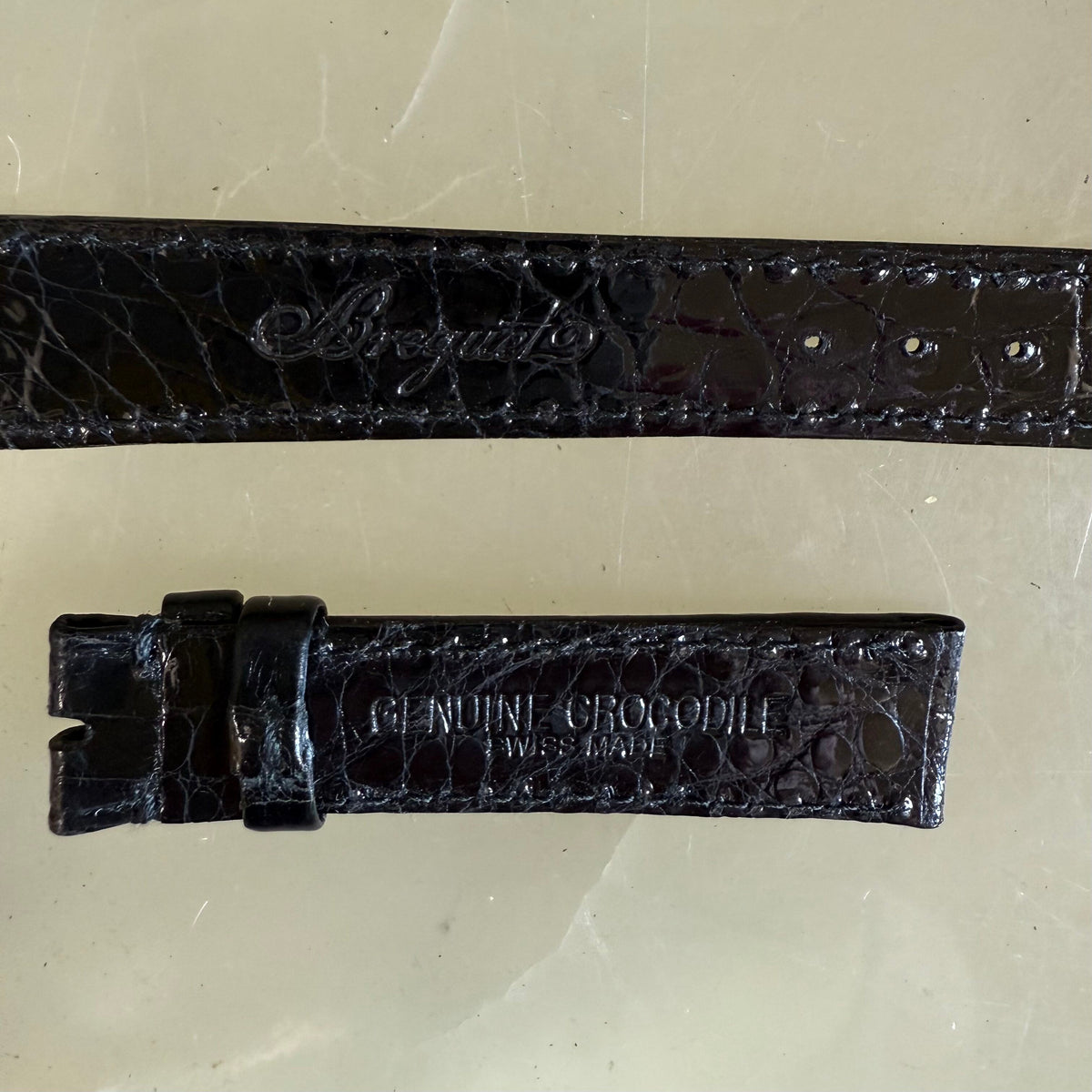 Authentic Breguet Black Crocodile Watch Strap Band 16mm Stitched