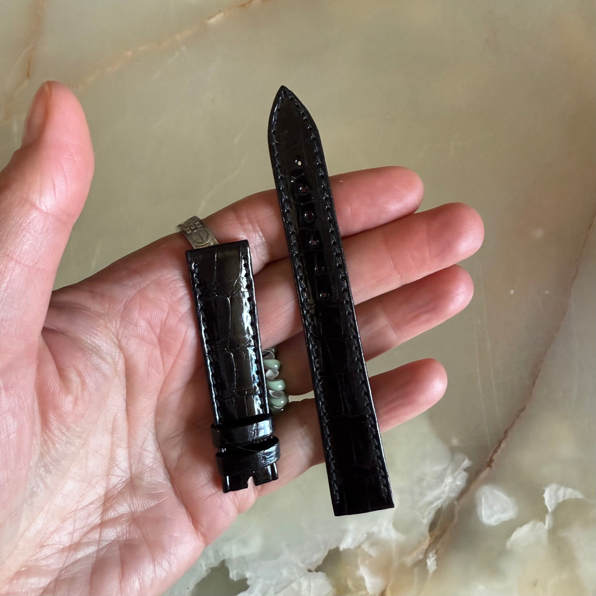 Authentic Breguet Black Crocodile Watch Strap Band 16mm Stitched