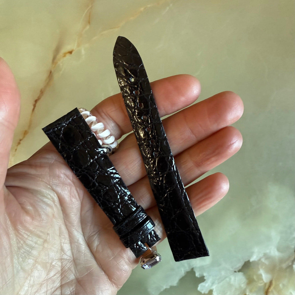 Authentic Breguet Black Crocodile Watch Strap Band 17.5mm