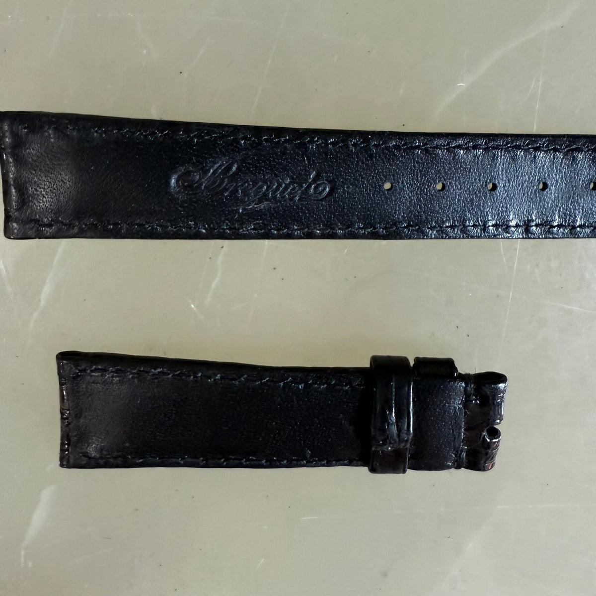 Authentic Breguet Black Crocodile Watch Strap Band 17mm Padded & Stitched