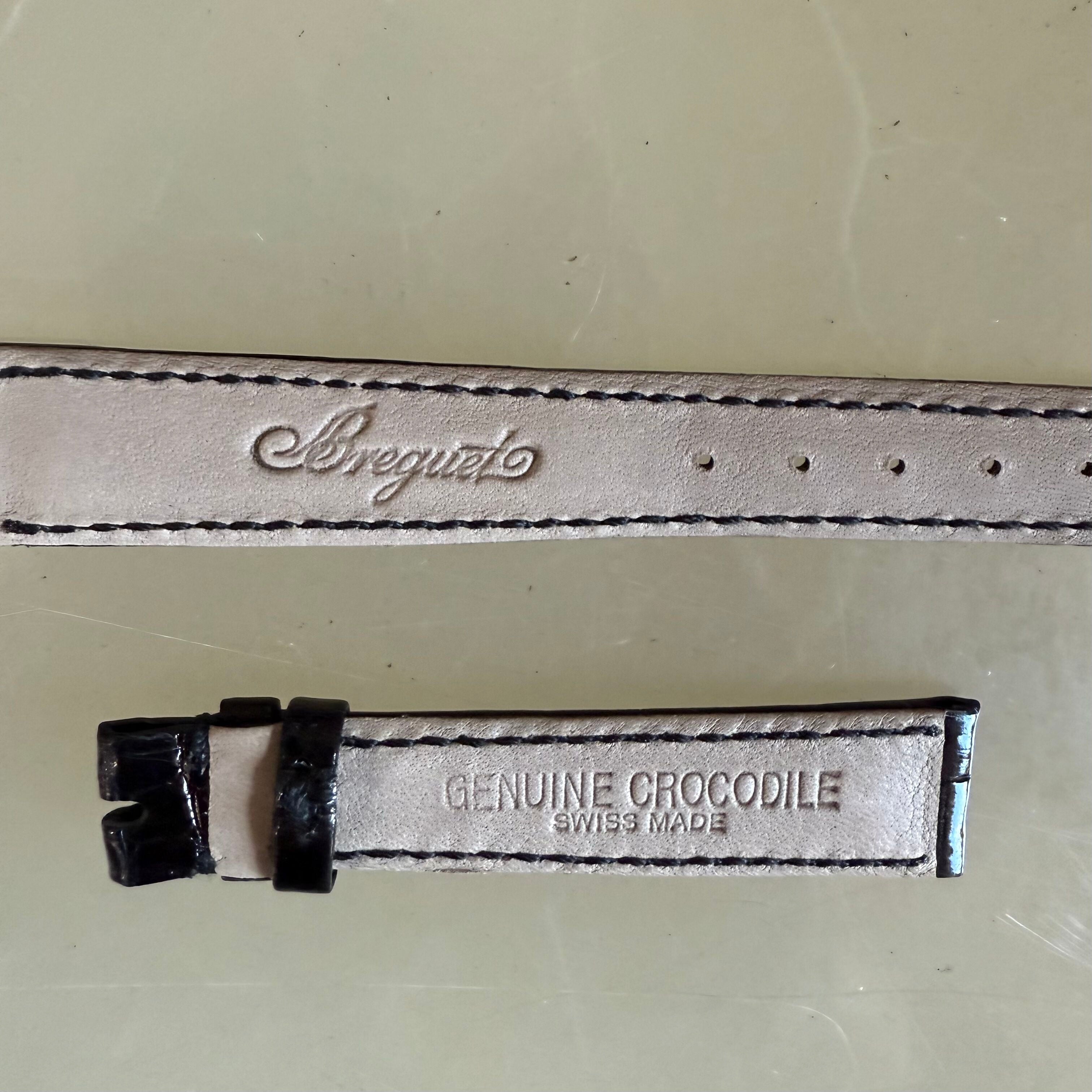 Authentic Breguet Black Crocodile Watch Strap Band 17mm Padded & Stitched