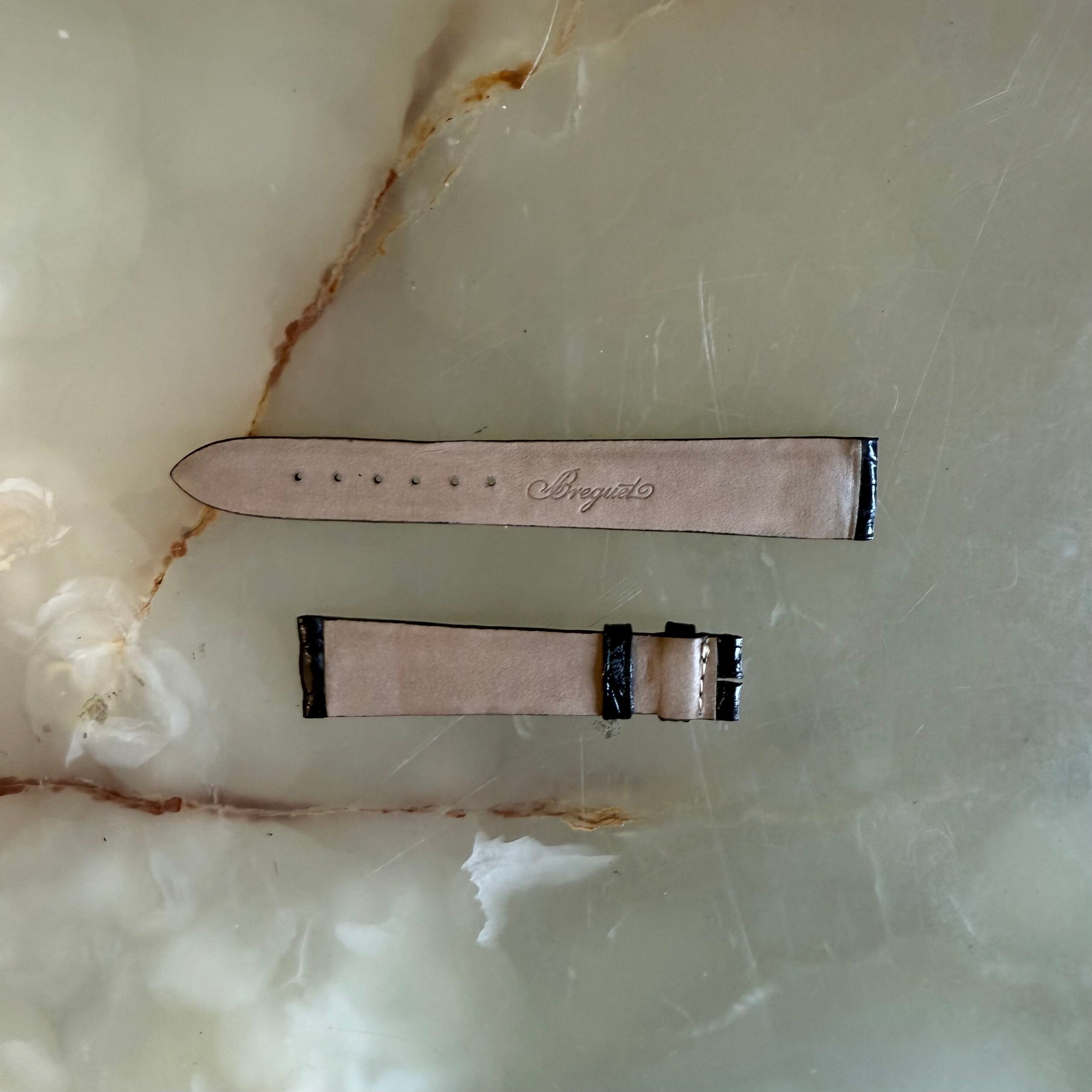 Authentic Breguet Black Crocodile Watch Strap Band 17.5mm