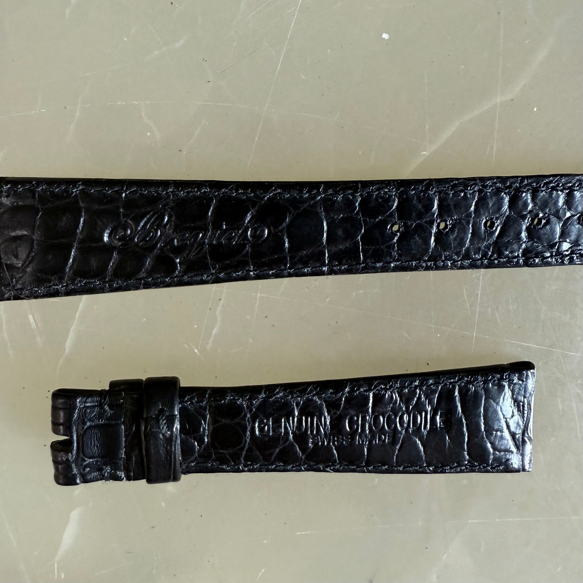 Authentic Breguet Black Crocodile Watch Strap Band 18mm Padded & Stitched