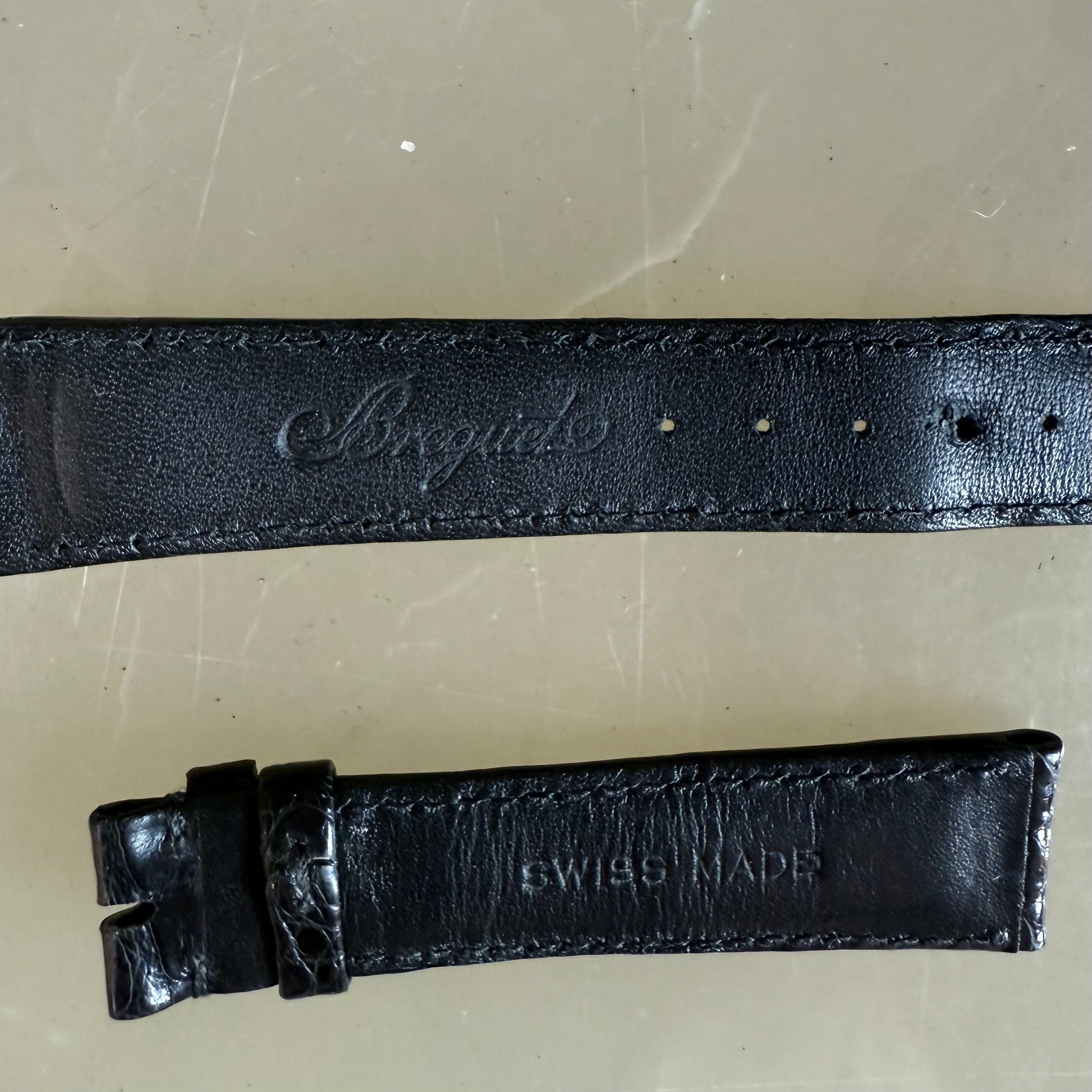 Authentic Breguet Black Crocodile Watch Strap Band 18mm Padded & Stitched